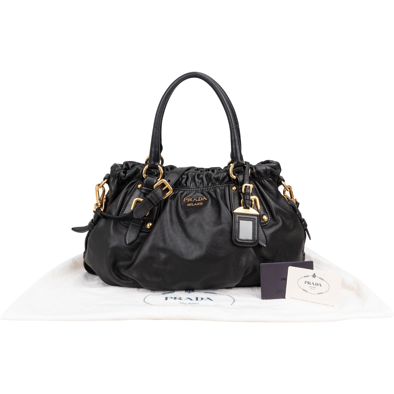 Prada Soft Calf Leather Gaufre Satchel Handbag
