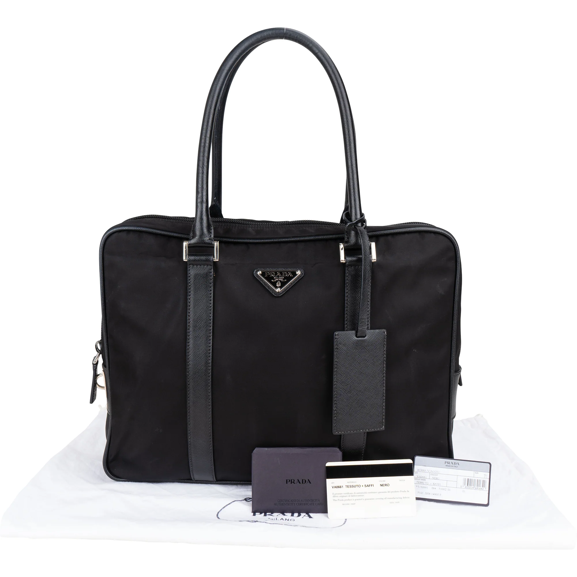 Prada Black Nylon Triangle Business Tasche