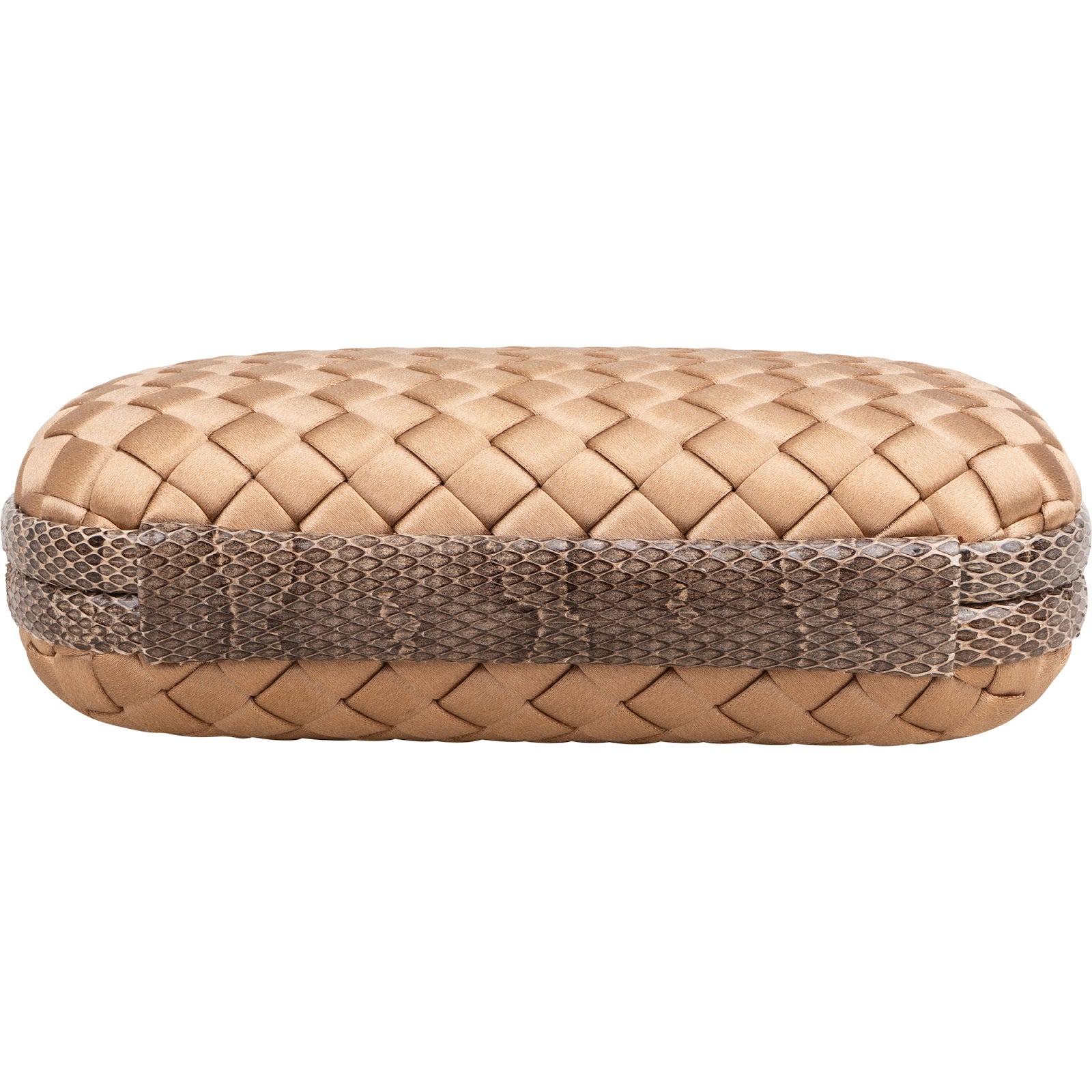 Bottega Veneta Intrecciato Satin Knot Snakeskin Clutch