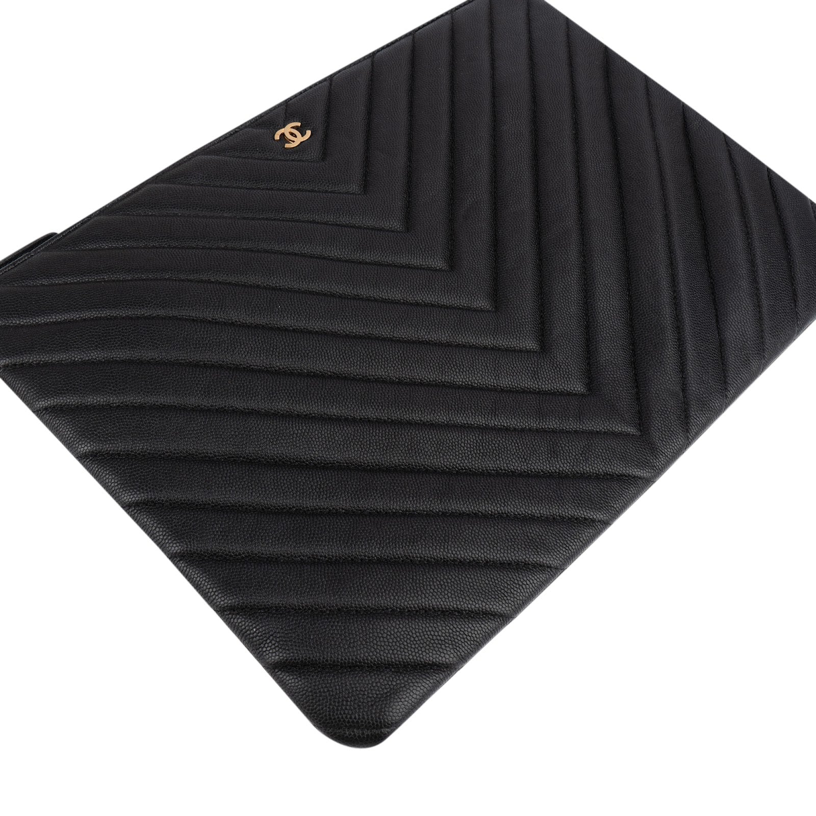 Chanel Caviar Leather Chevron Charms Clutch