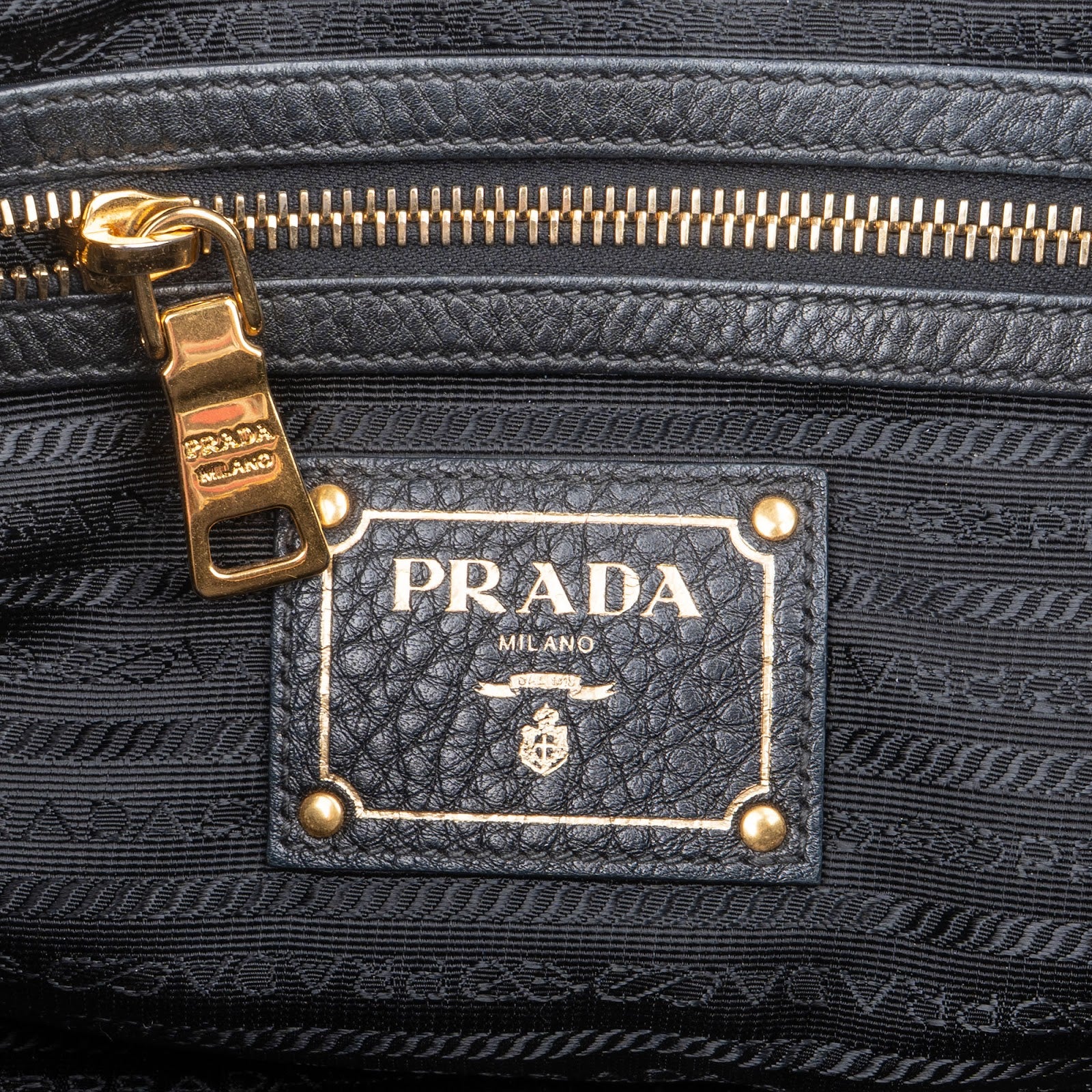 Prada Black Leather Vitello Daino Handbag