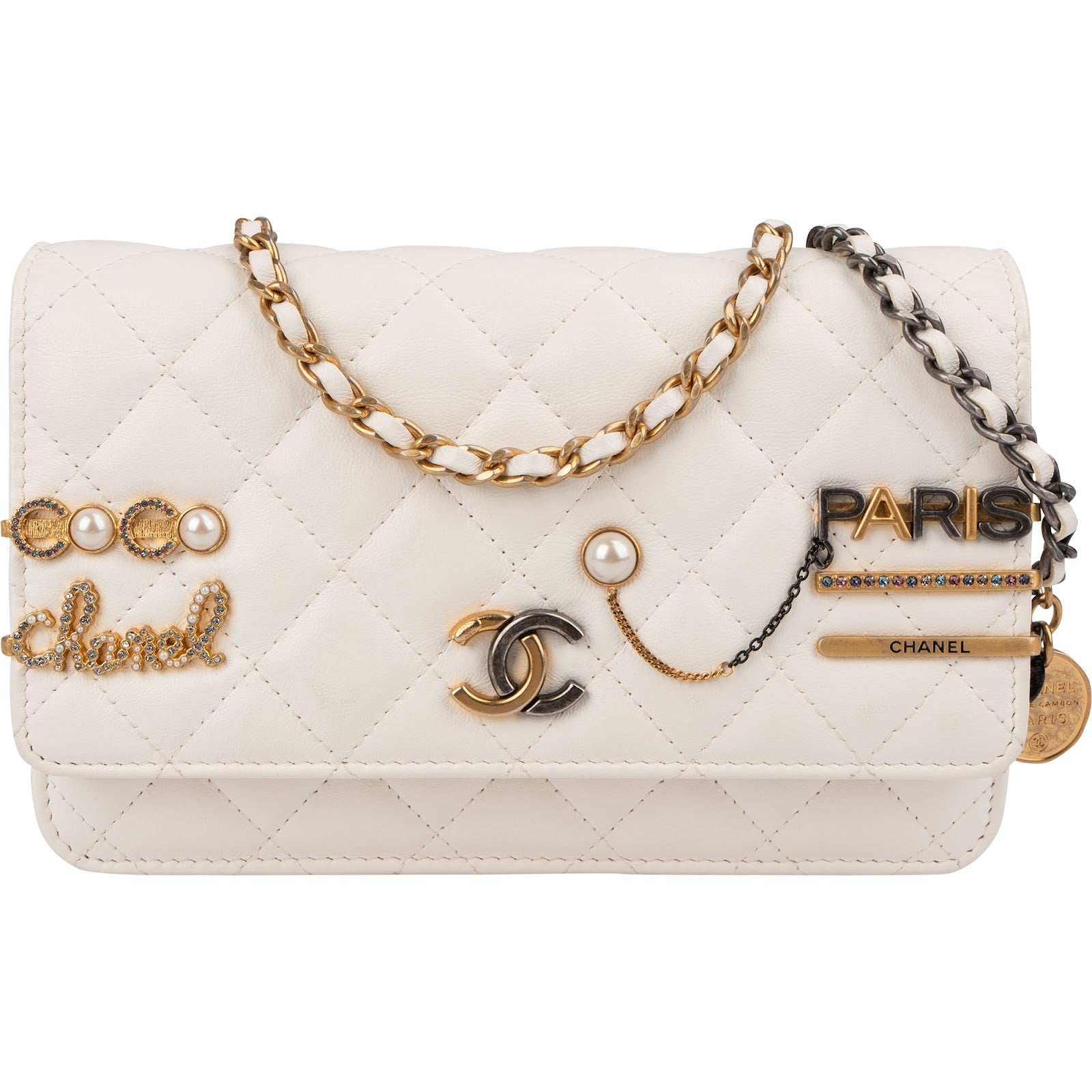Chanel - Paris-Cosmopolite Charms Two-Tone Wallet On Chain Crossbody Bag