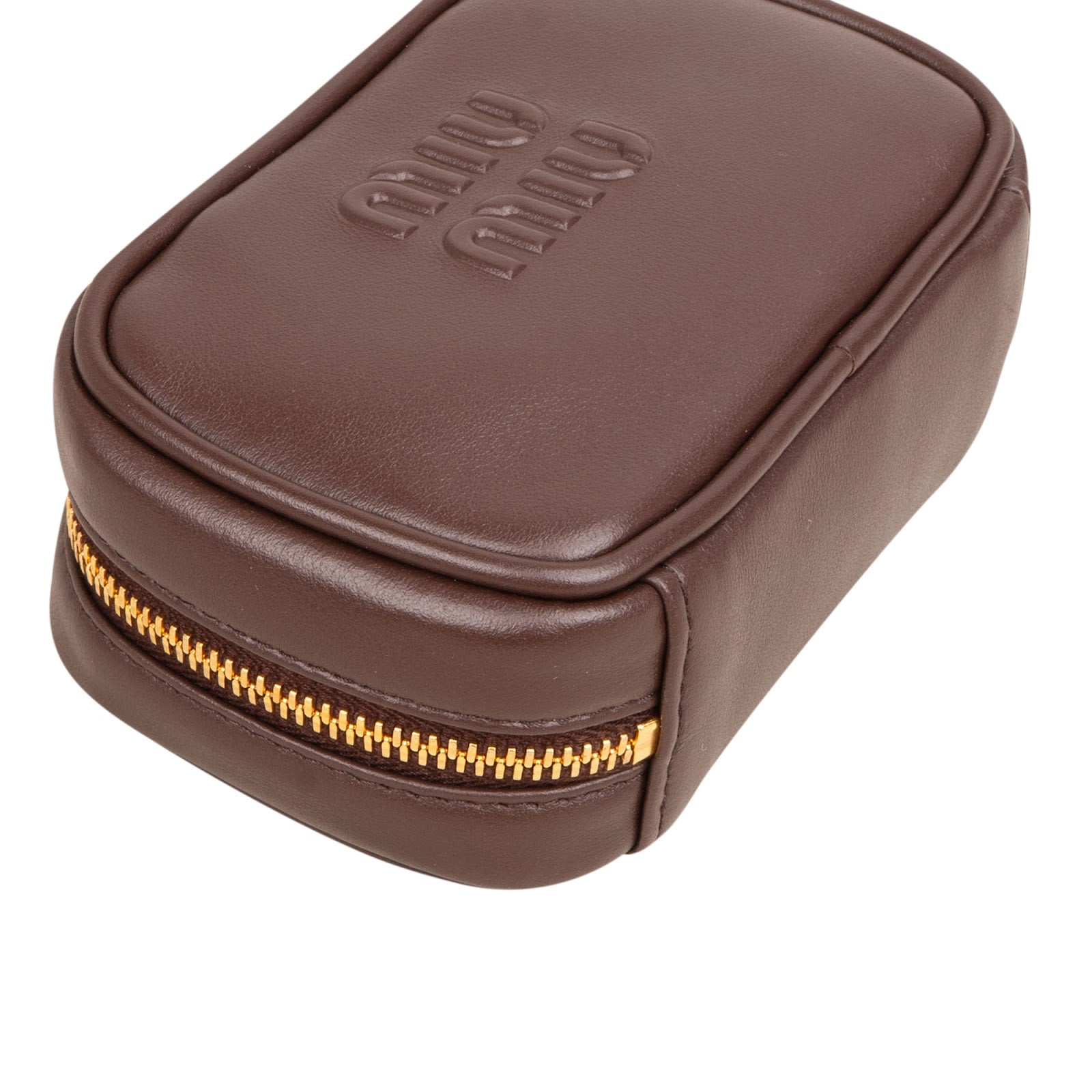 Miu Miu Brown Leather Top Handle Micro Handbag