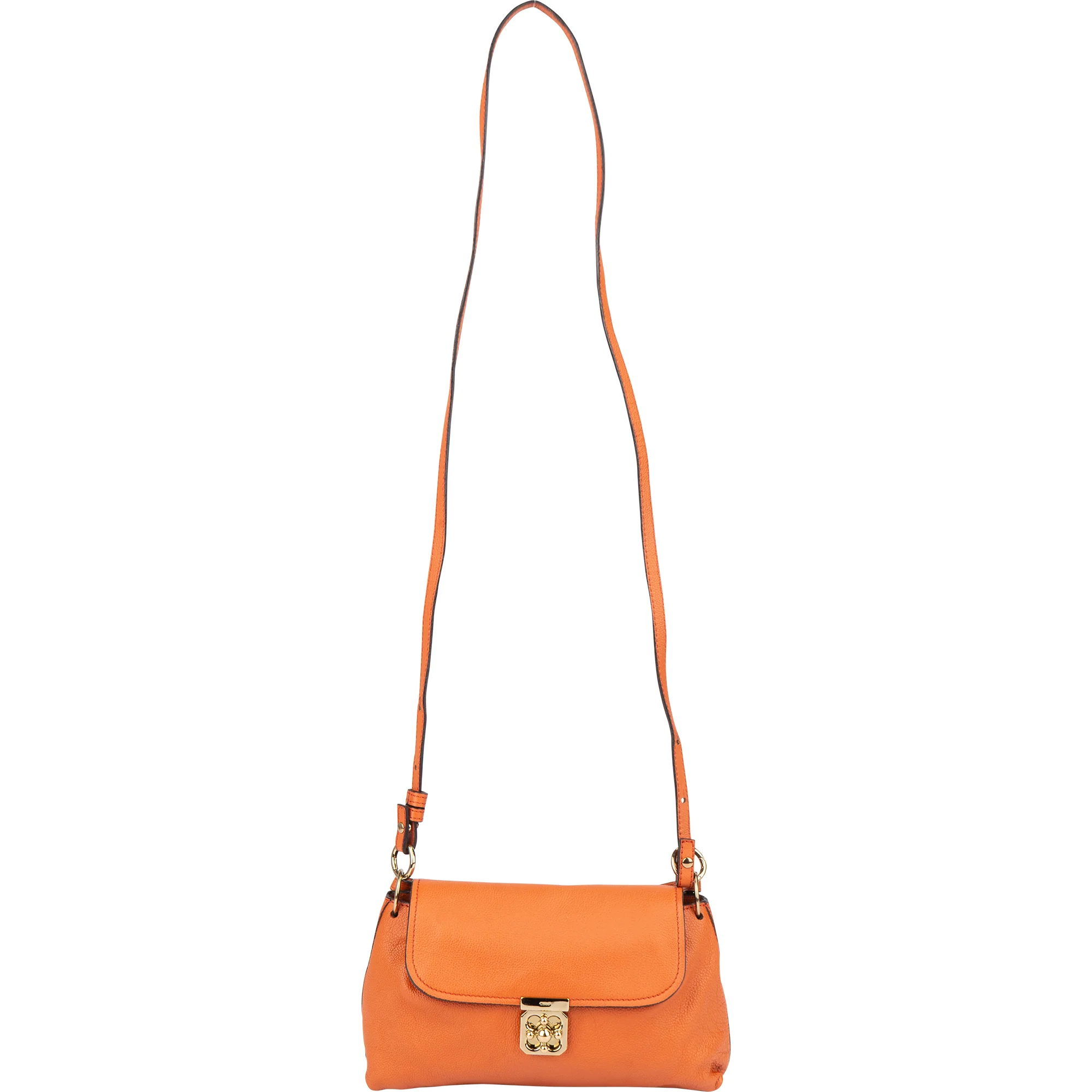 Chloé Orange Leather Elsie Turnlock Shoulder Bag