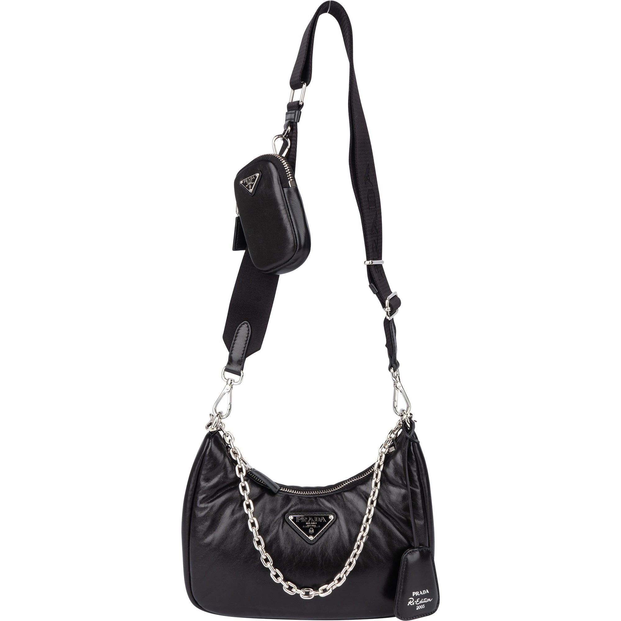 Prada Soft Leather Triangle Re-Edition Crossbody Bag
