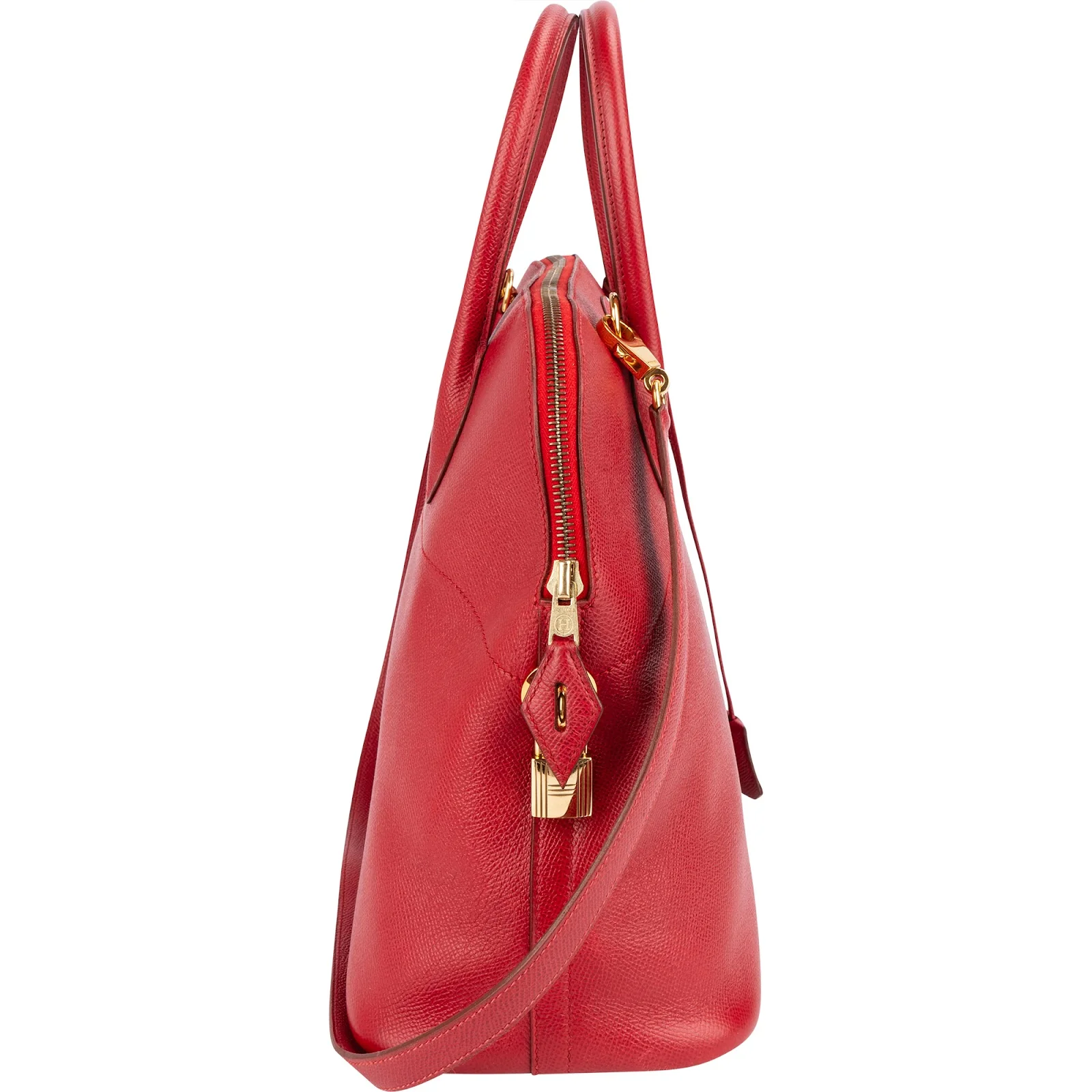 Hermès Rouge Courchevel Leather Bolide 35 Handbag