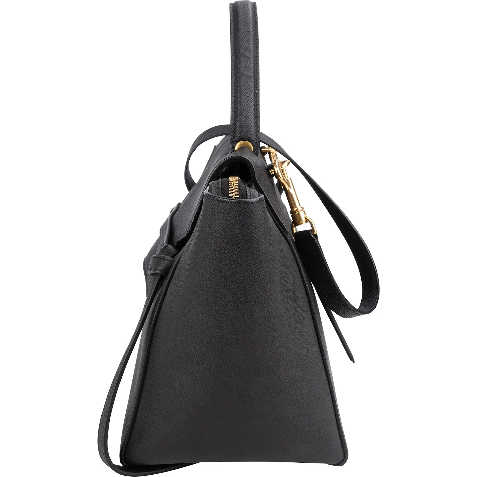Céline Black Grained Leather Belt Handbag