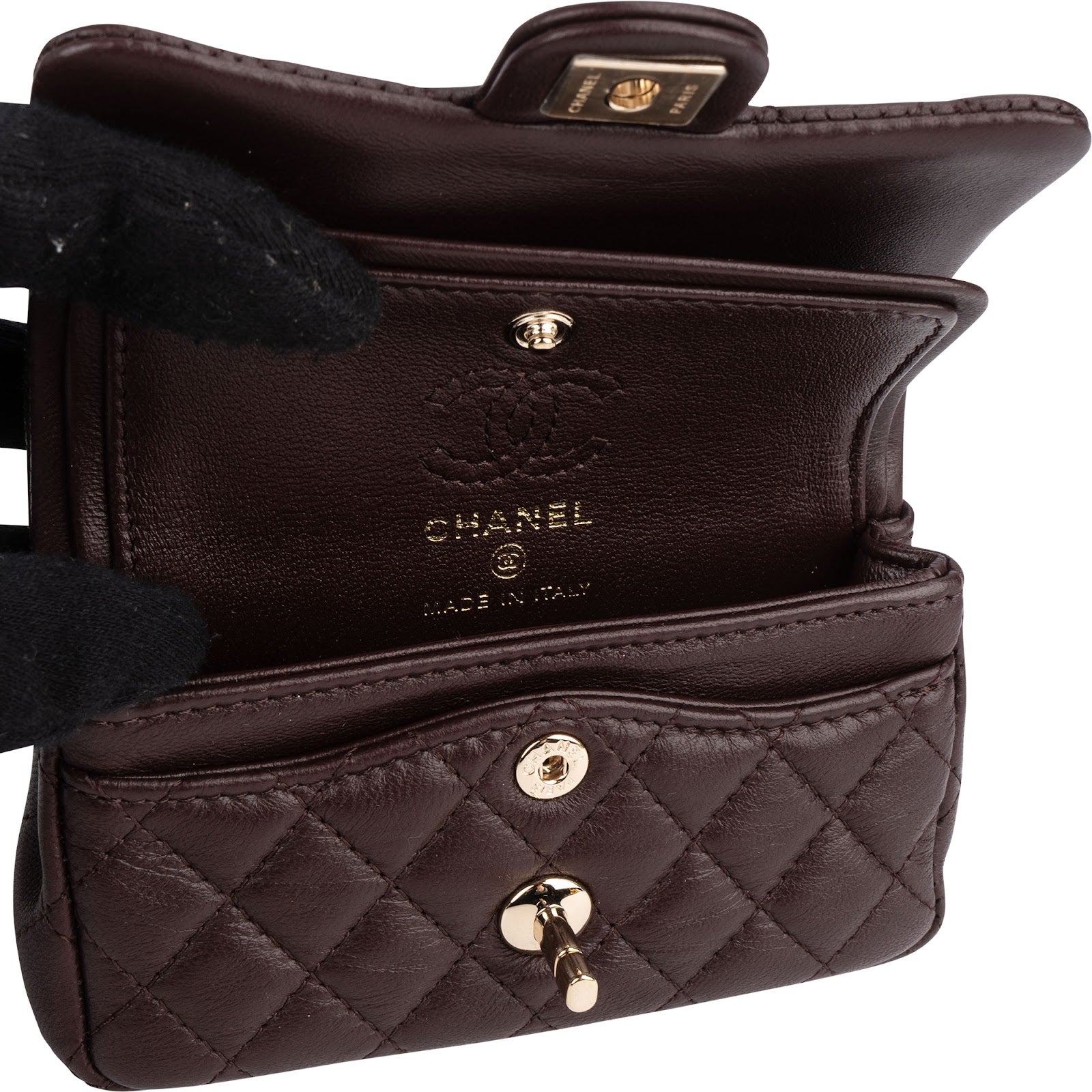 Chanel Quilted Lambskin Extra Mini Double Flap Pendant Bag