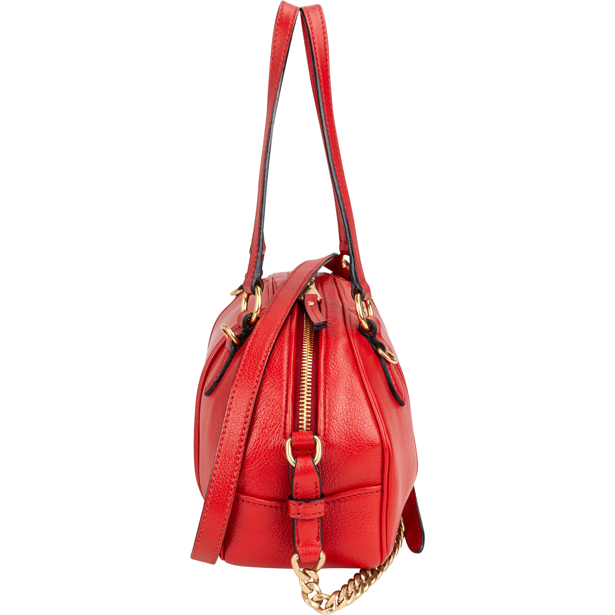 Miu Miu Red Leather Bowling Shoulder Bag