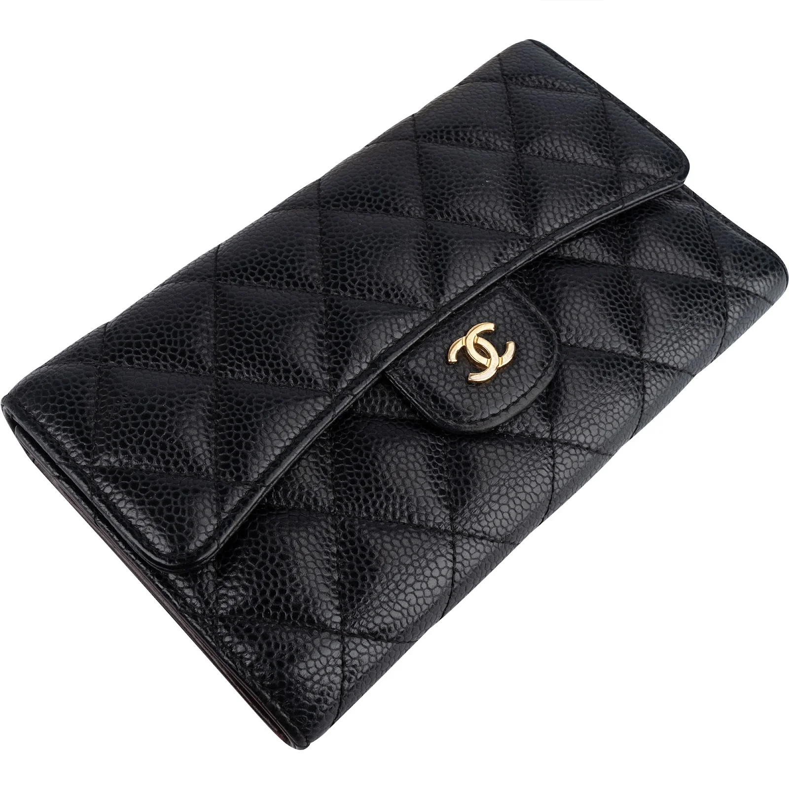 Chanel Quilted Caviar Leather CC Flap Wallet