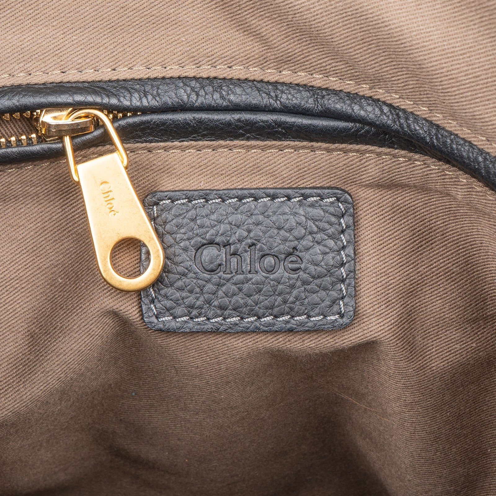 Chloé Black Grained Calfskin Marcie Satchel Handbag