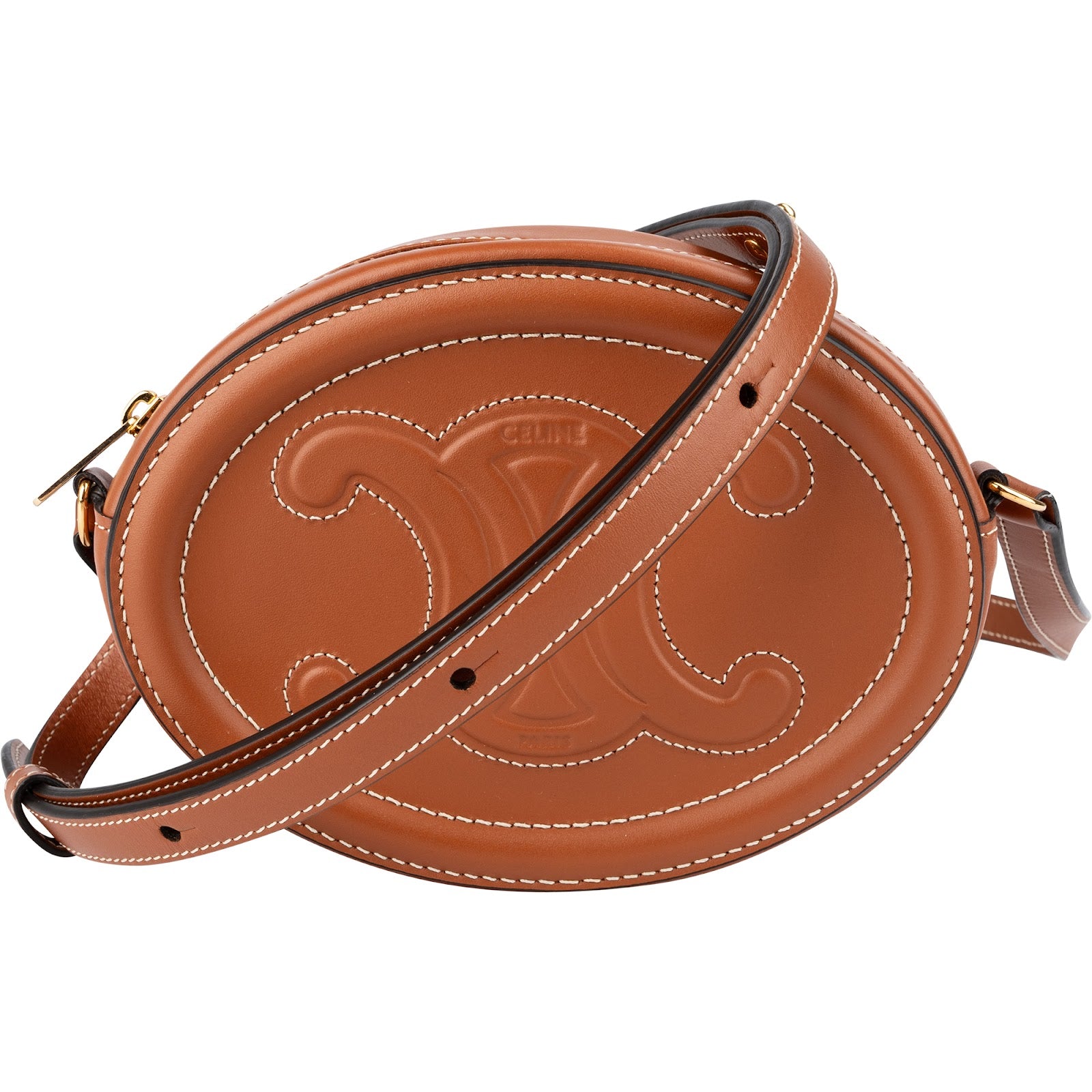 Celine - CC Oval Cuir Triomphe Mini Crossbody Bag