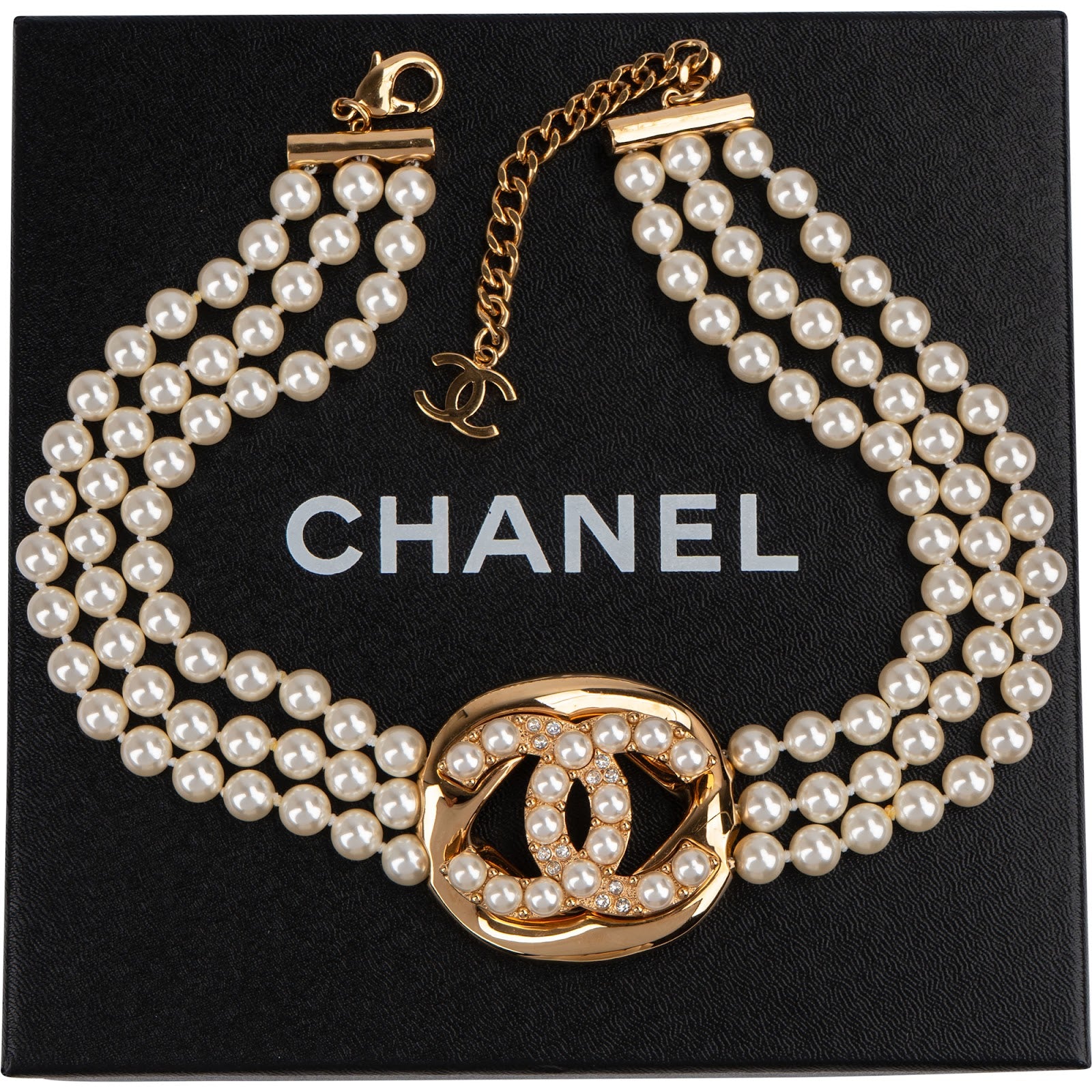Chanel Pearl CC Choker Necklace Collier