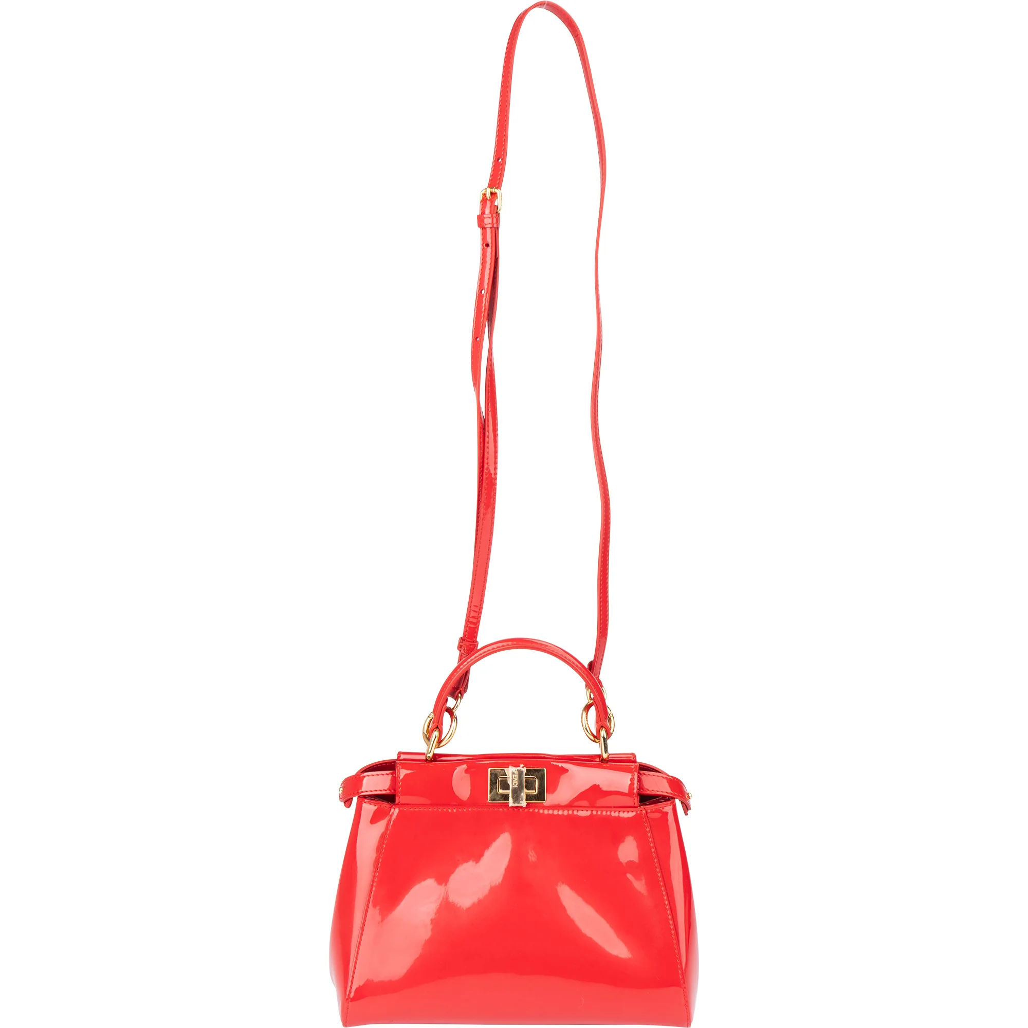 Fendi Red Patent Leather Peekaboo Handbag