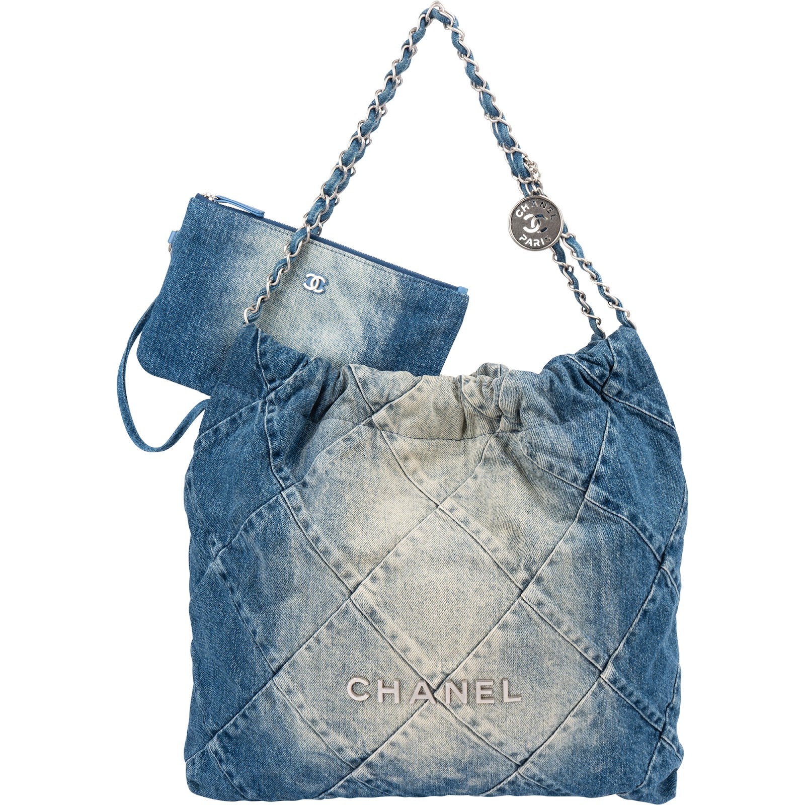 Chanel 22 Quilted Denim Chanel  Tote Shoulder Bag