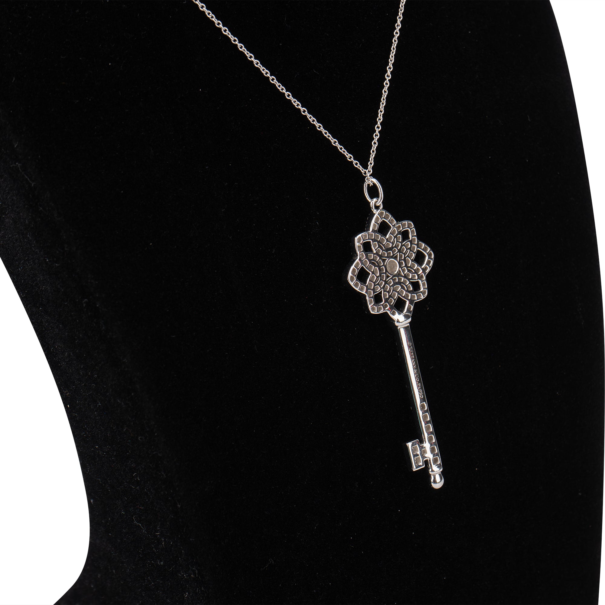 Tiffany & Co. 950 Platinum Crystal Woven Key Necklace