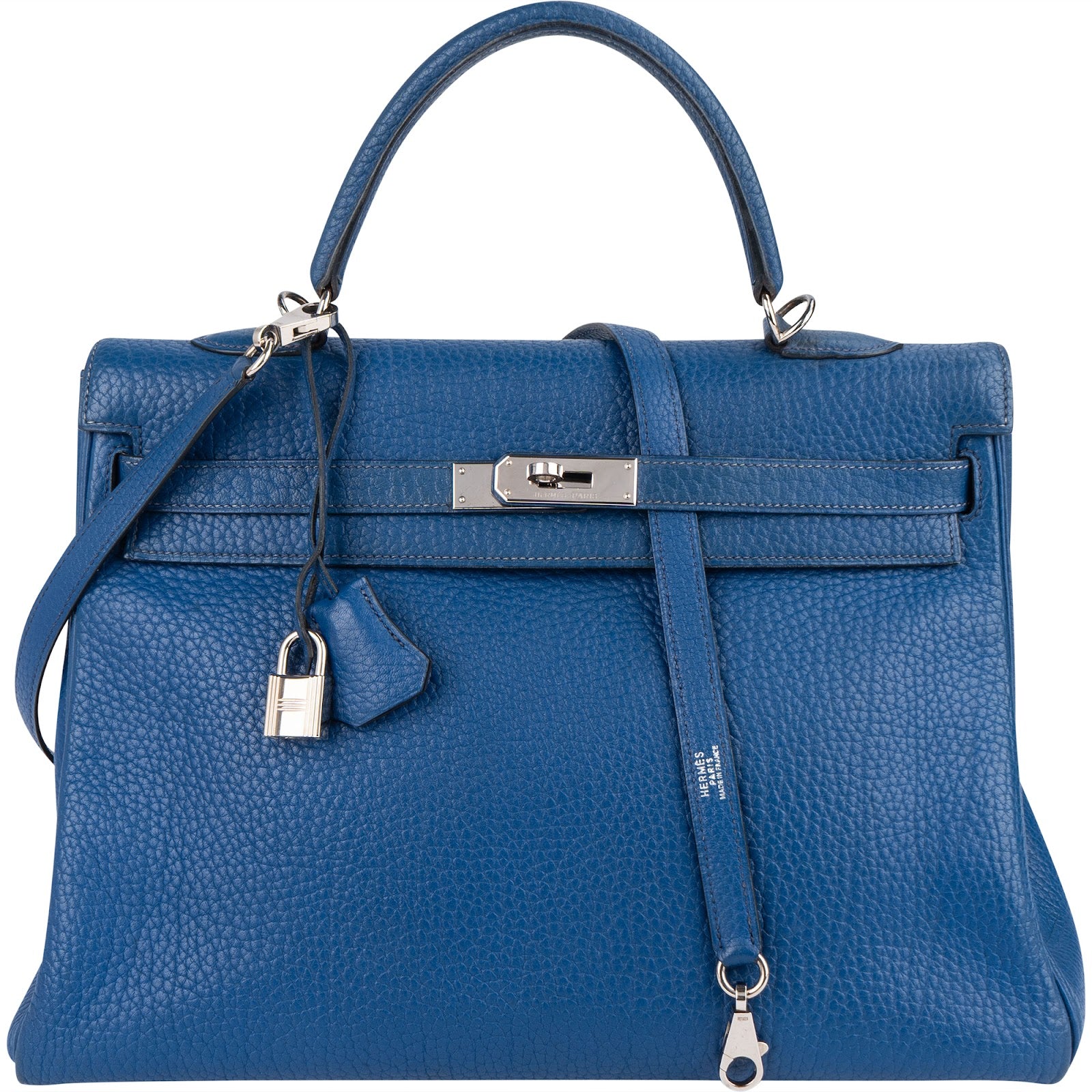 Sac à main Hermès Kelly Retourne 35 en cuir Bleu Togo