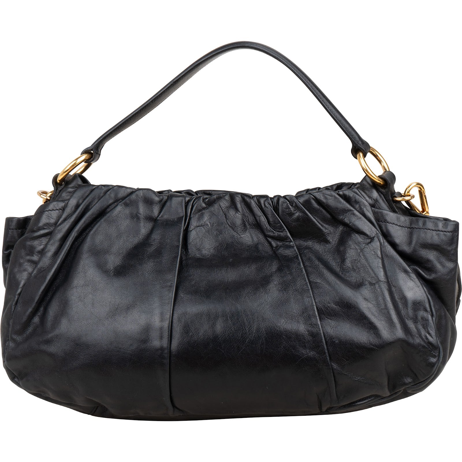 Prada Nappa Leather Gathered Hobo Shoulder Bag