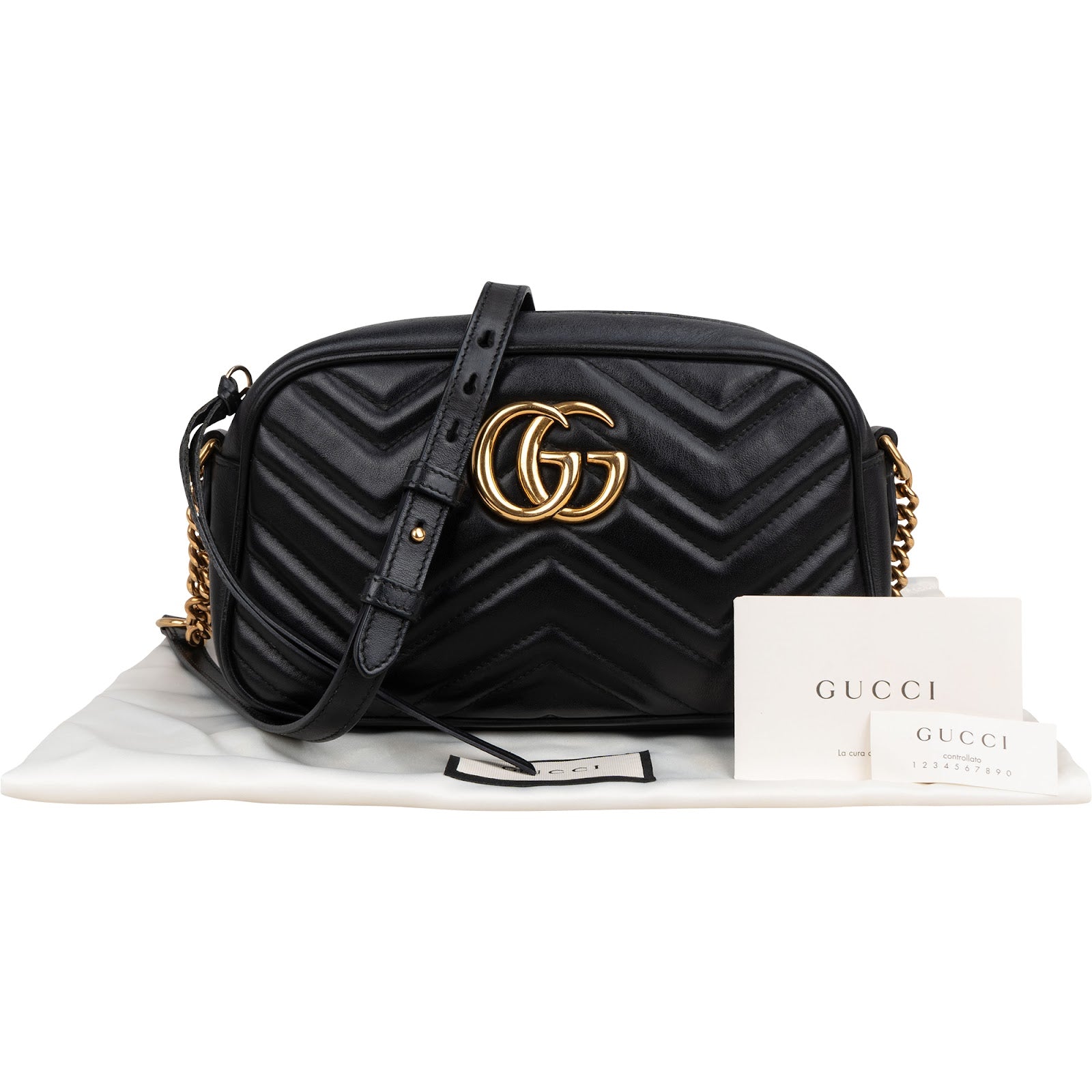 Gucci Chevron Matelassé Leather GG Marmont Camera Crossbody Bag