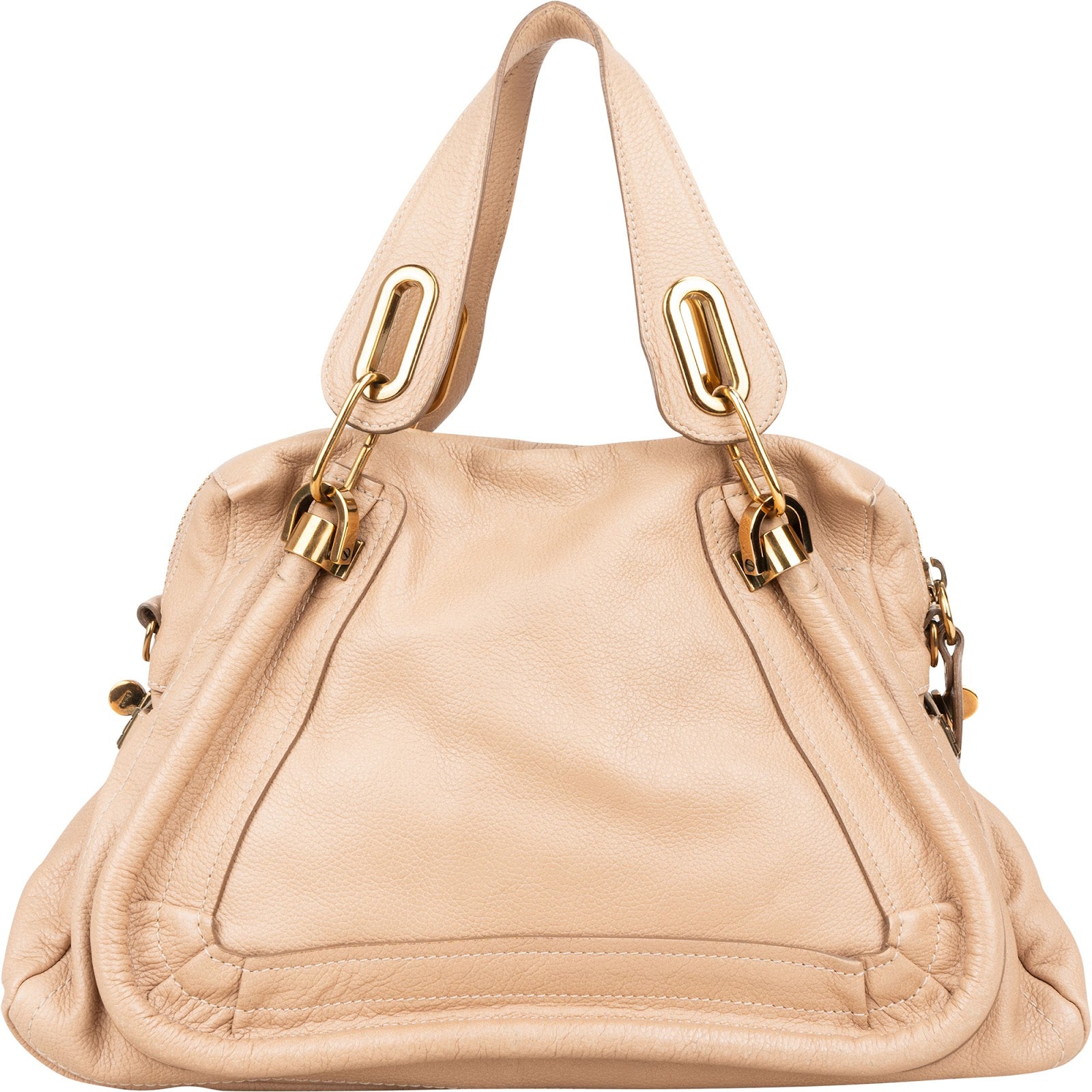 Chloé Beige Pebbled Leather Paraty Handbag