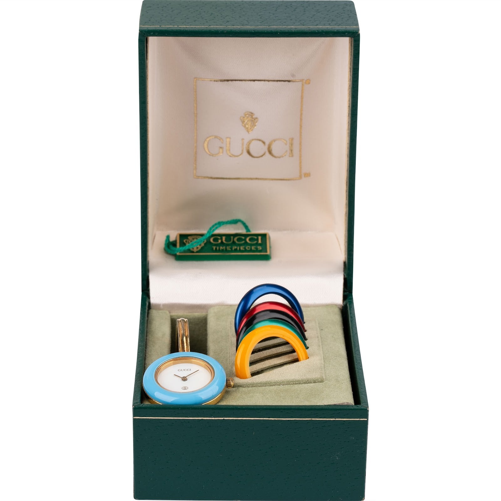 GUCCI goudkleurig armbandhorloge voor dames met verwisselbare rand, 11/12,2