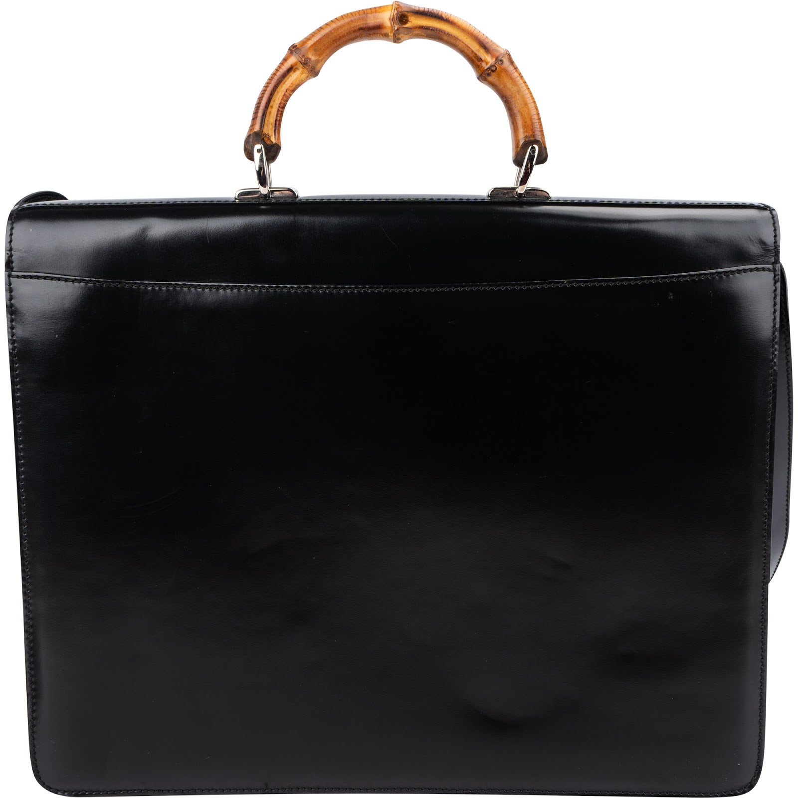 Gucci Black Leather Bamboo Aktentasche