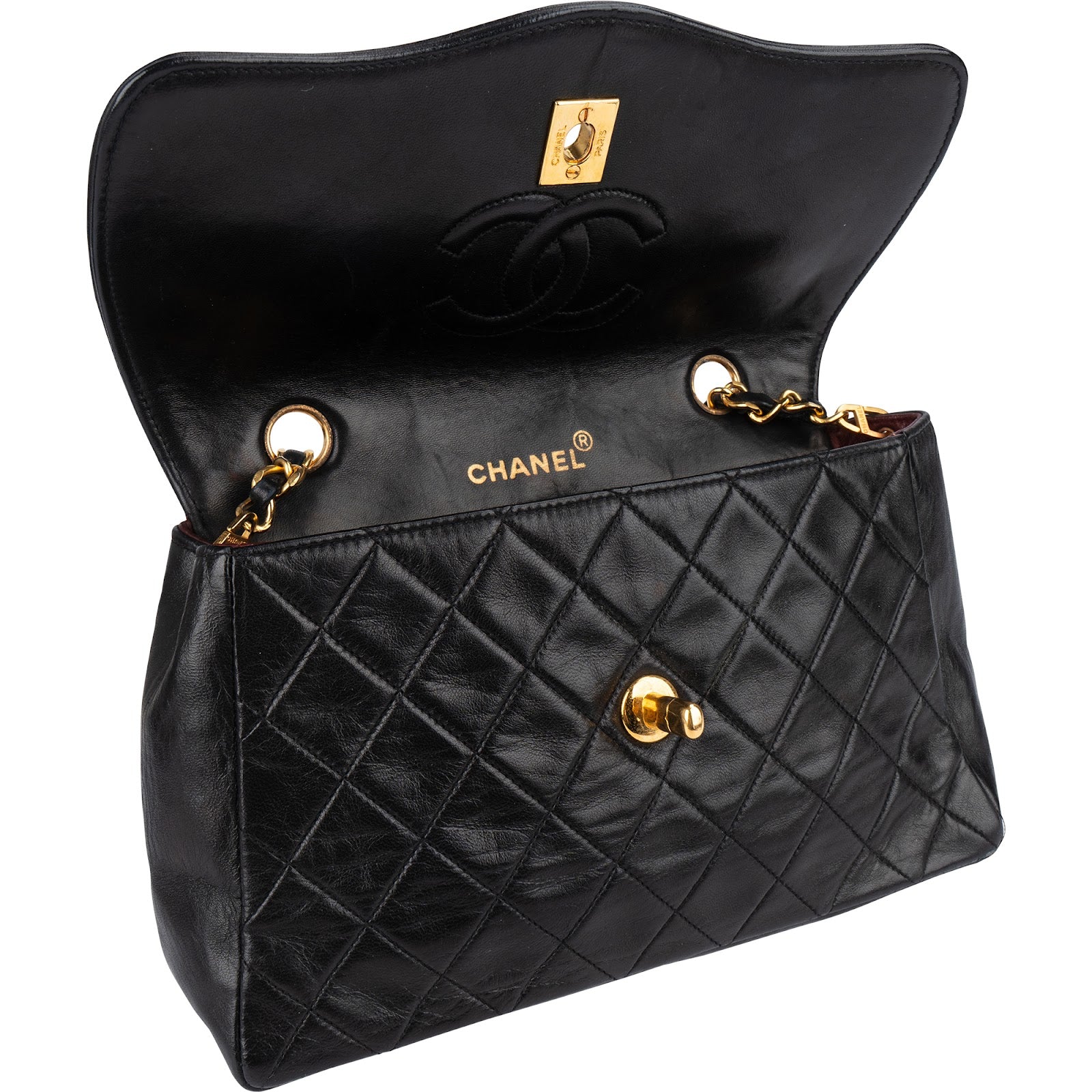 Chanel Quilted Lambskin 24K Gold Single Flap Crossbody Bag