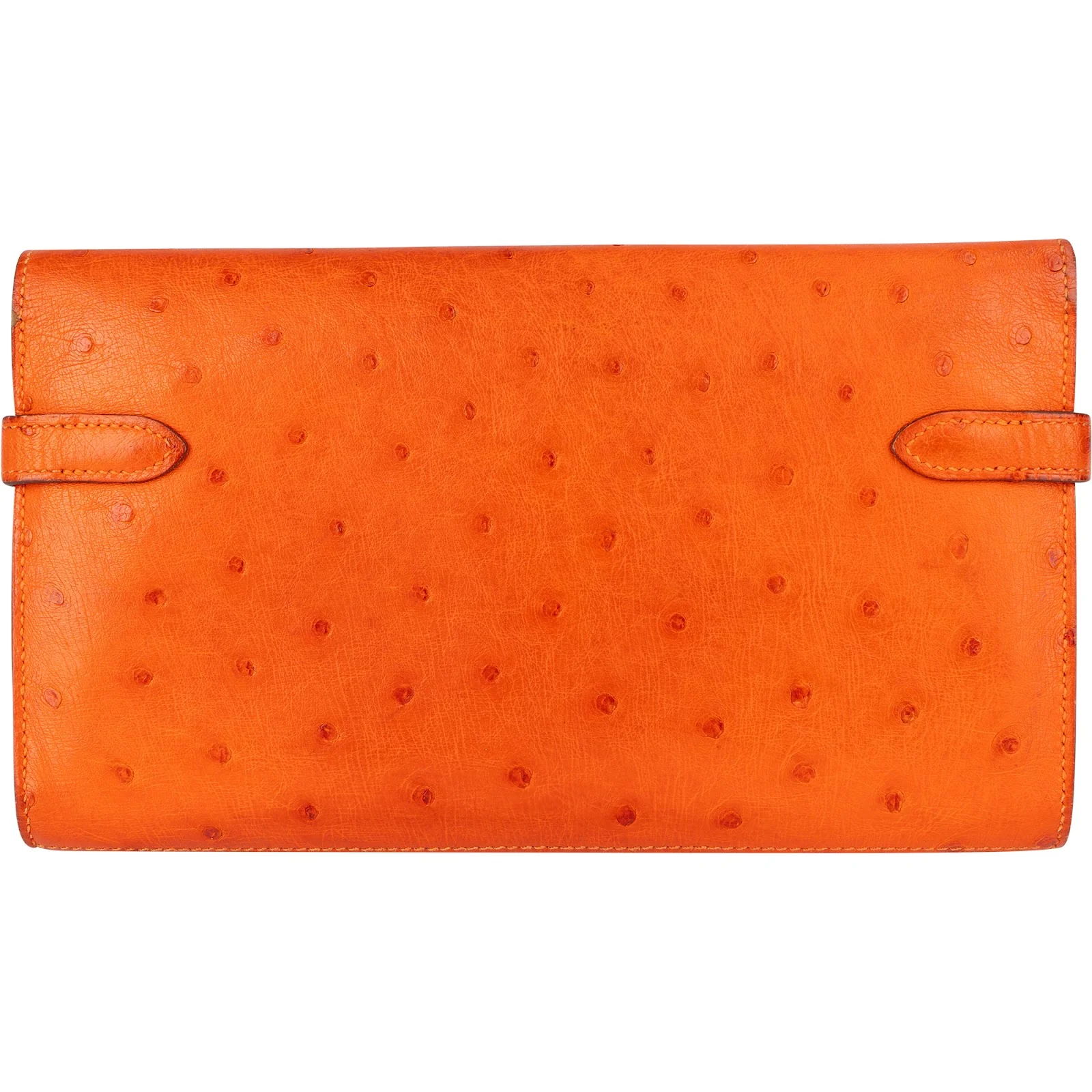 Hermès Orange Ostrich Leather Kelly Wallet