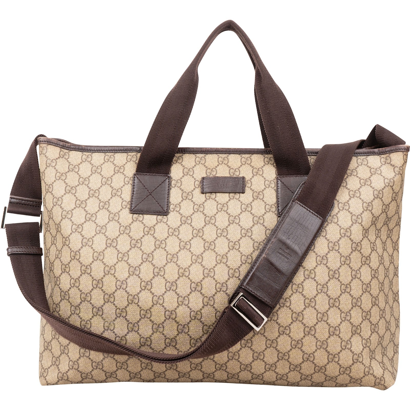 Gucci Monogram GG Supreme Large Tote Crossbody Bag