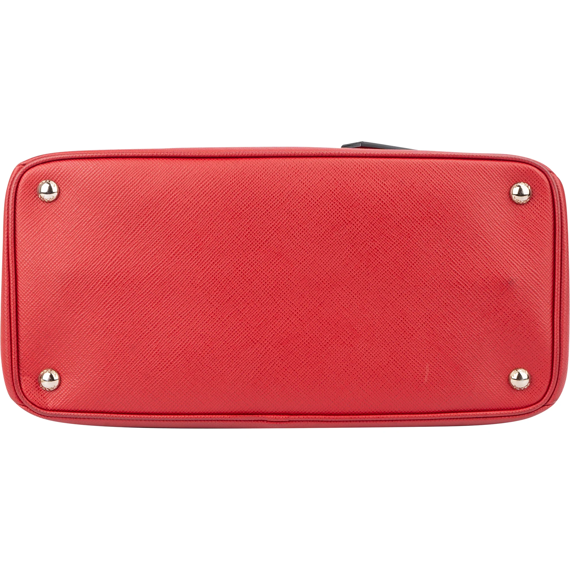 Prada Red Saffiano Leather Turnlock Double Handbag