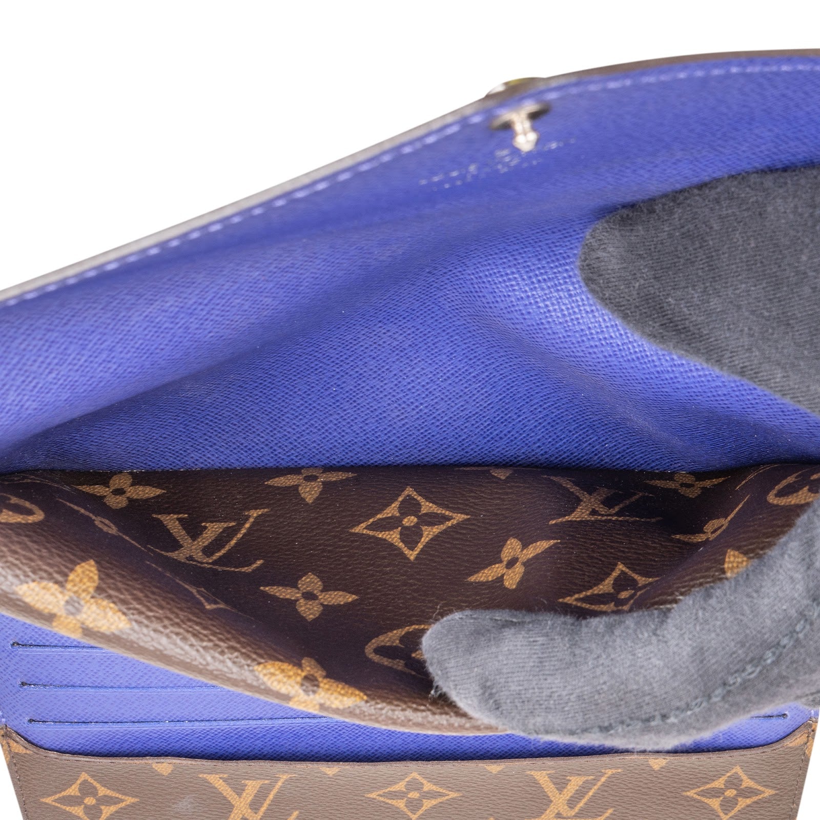 Louis Vuitton Blue Epi Leather Monogram Canvas Sarah Wallet