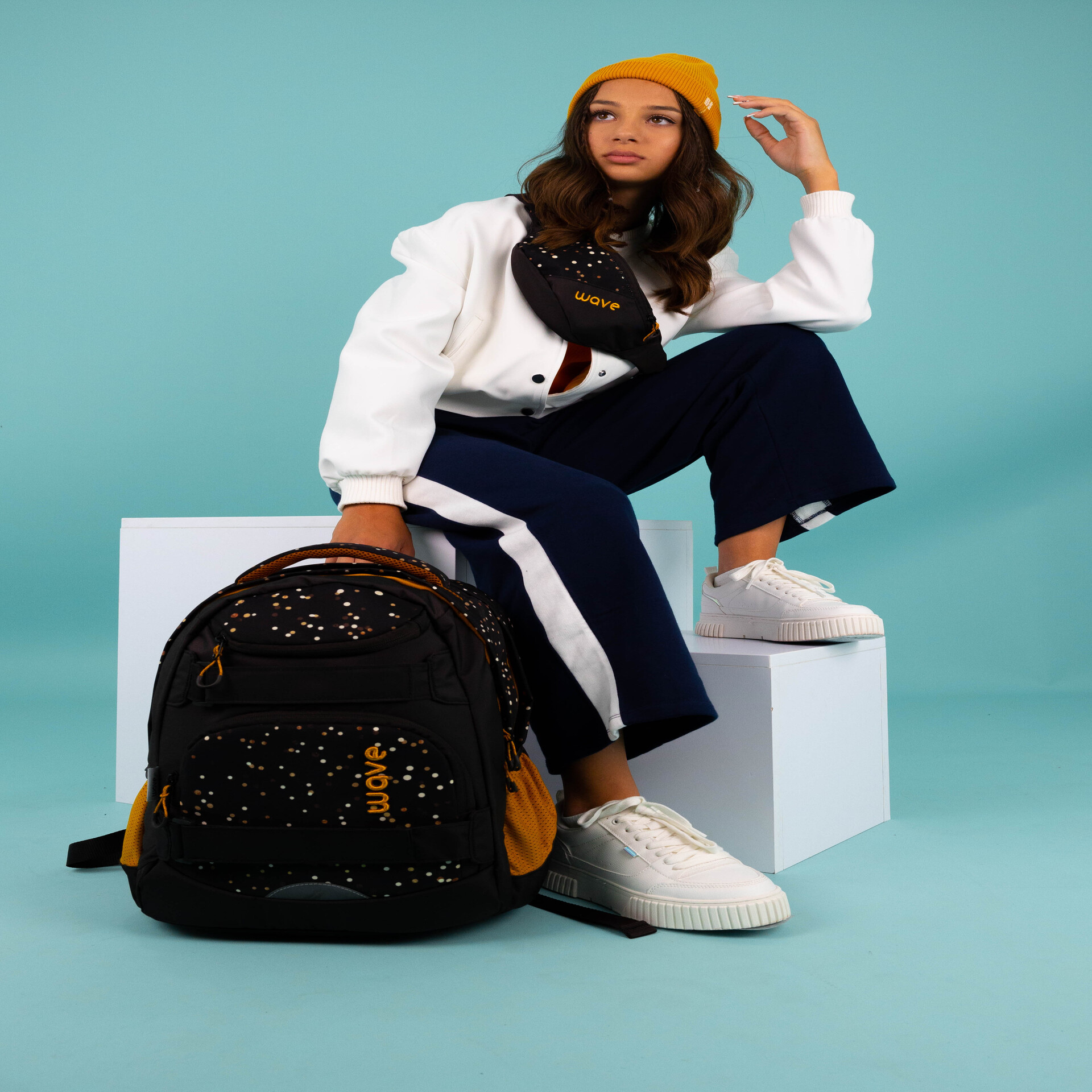 Wave Infinity Move Schulrucksack Set 3 tlg. "Dots Sand"