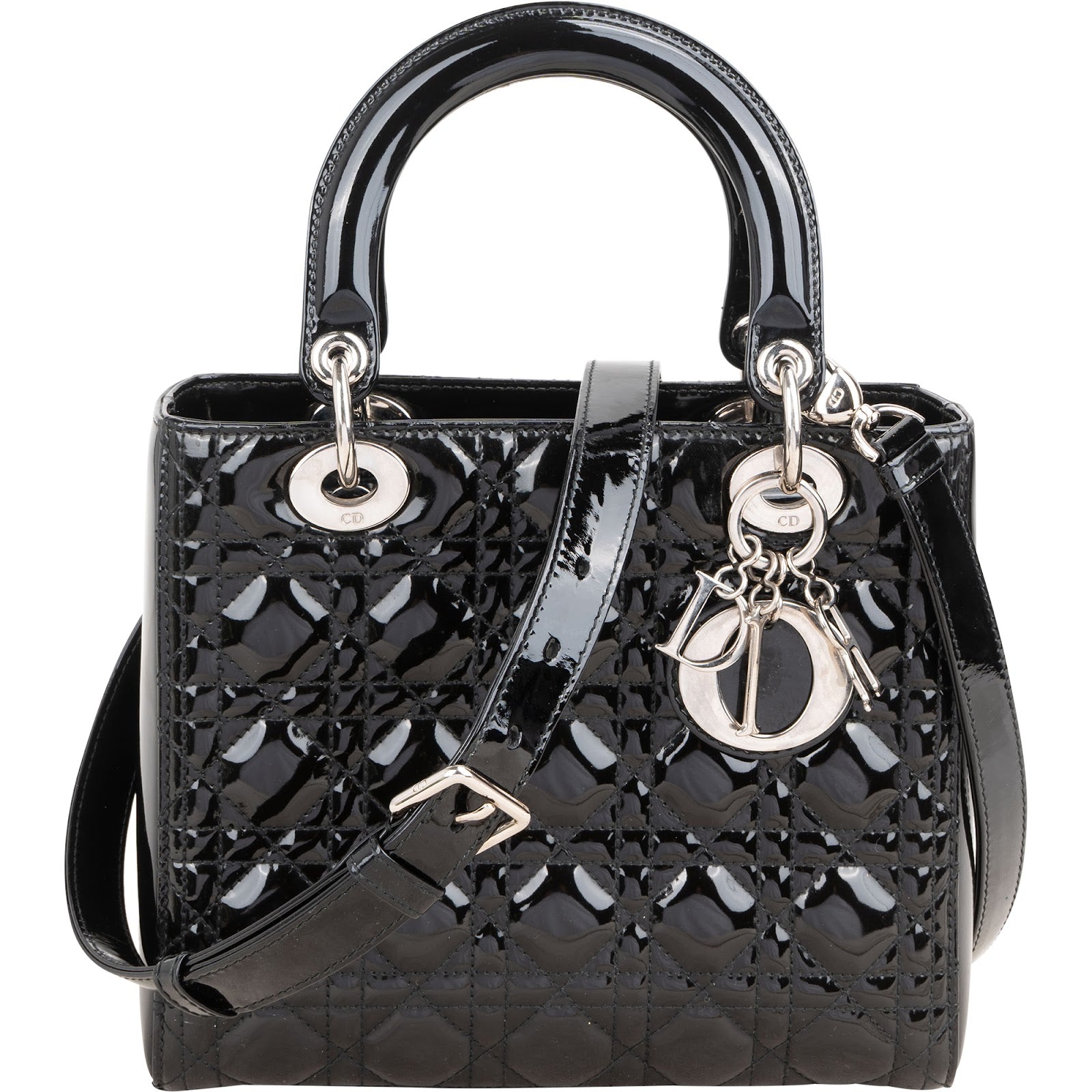 Christian Dior – Lady Dior handtas met quiltpatroon en Cannage-motief in lakleer