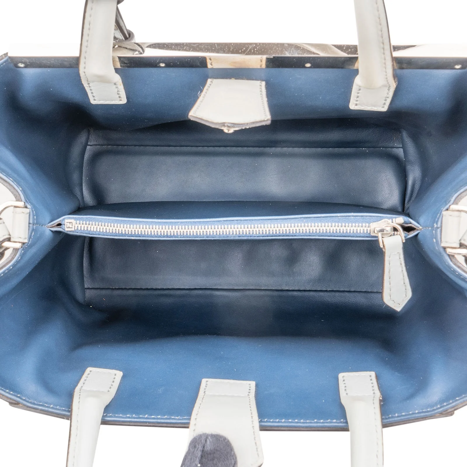Fendi Light Blue Leather Whipstitch 2Jours Mini Handbag