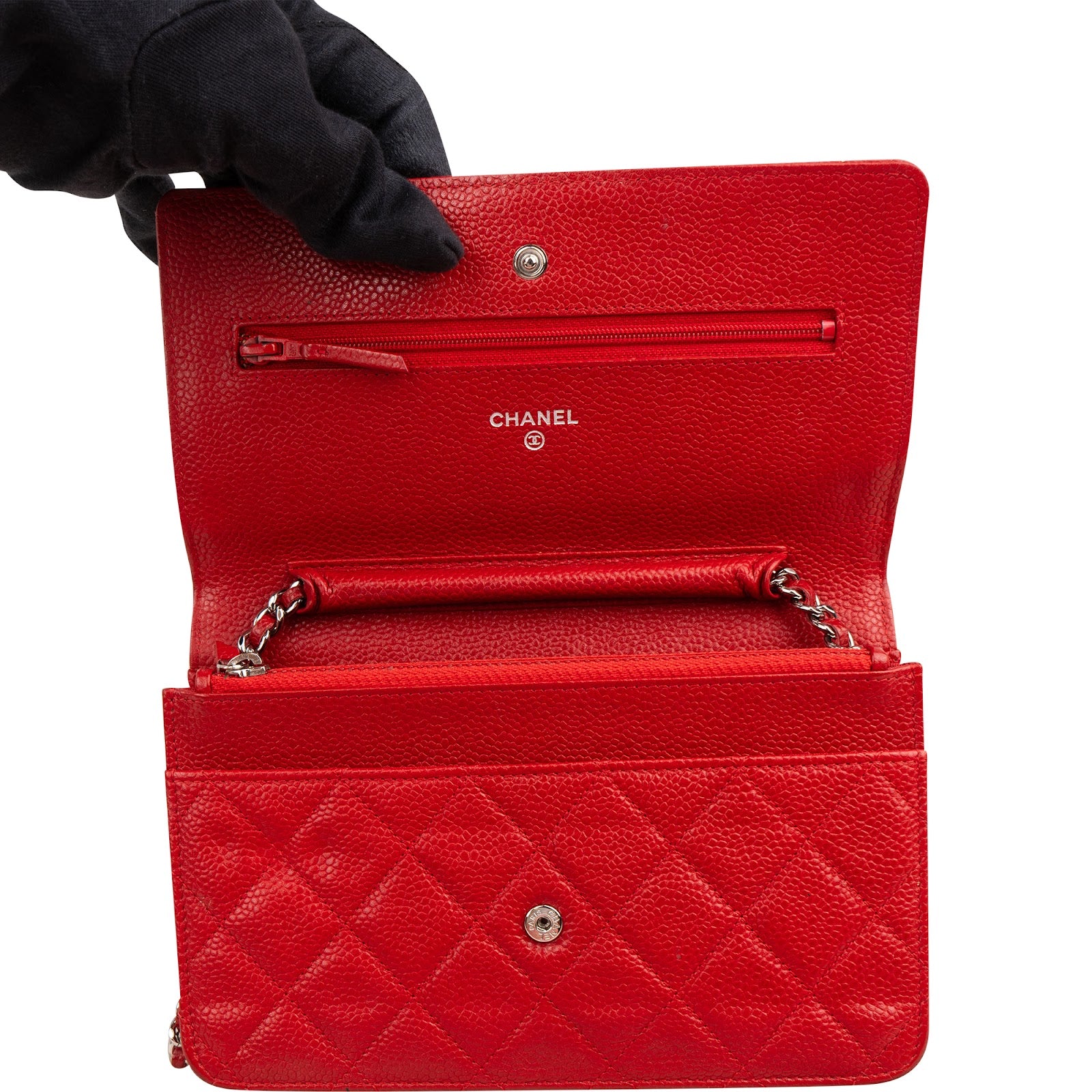 Chanel Quilted Caviar Leather Wallet On Chain Crossbody Bag