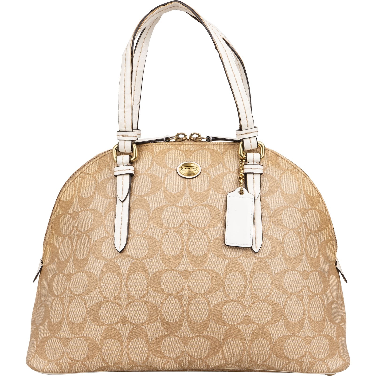 Coach Monogram Signature Coated Canvas Cora Satchel Handbag