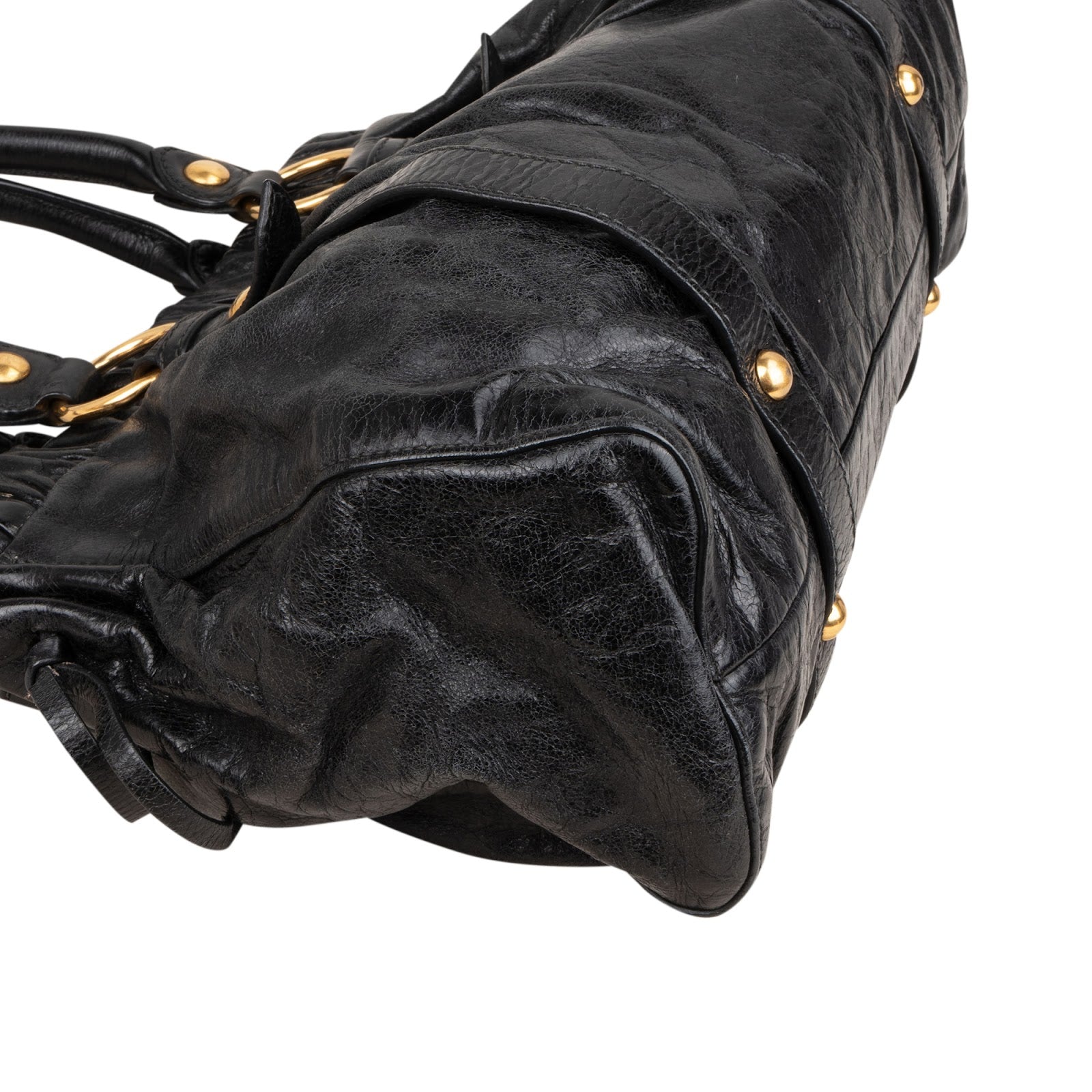 Miu Miu Black Vitello Lux Leather Satchel Handbag