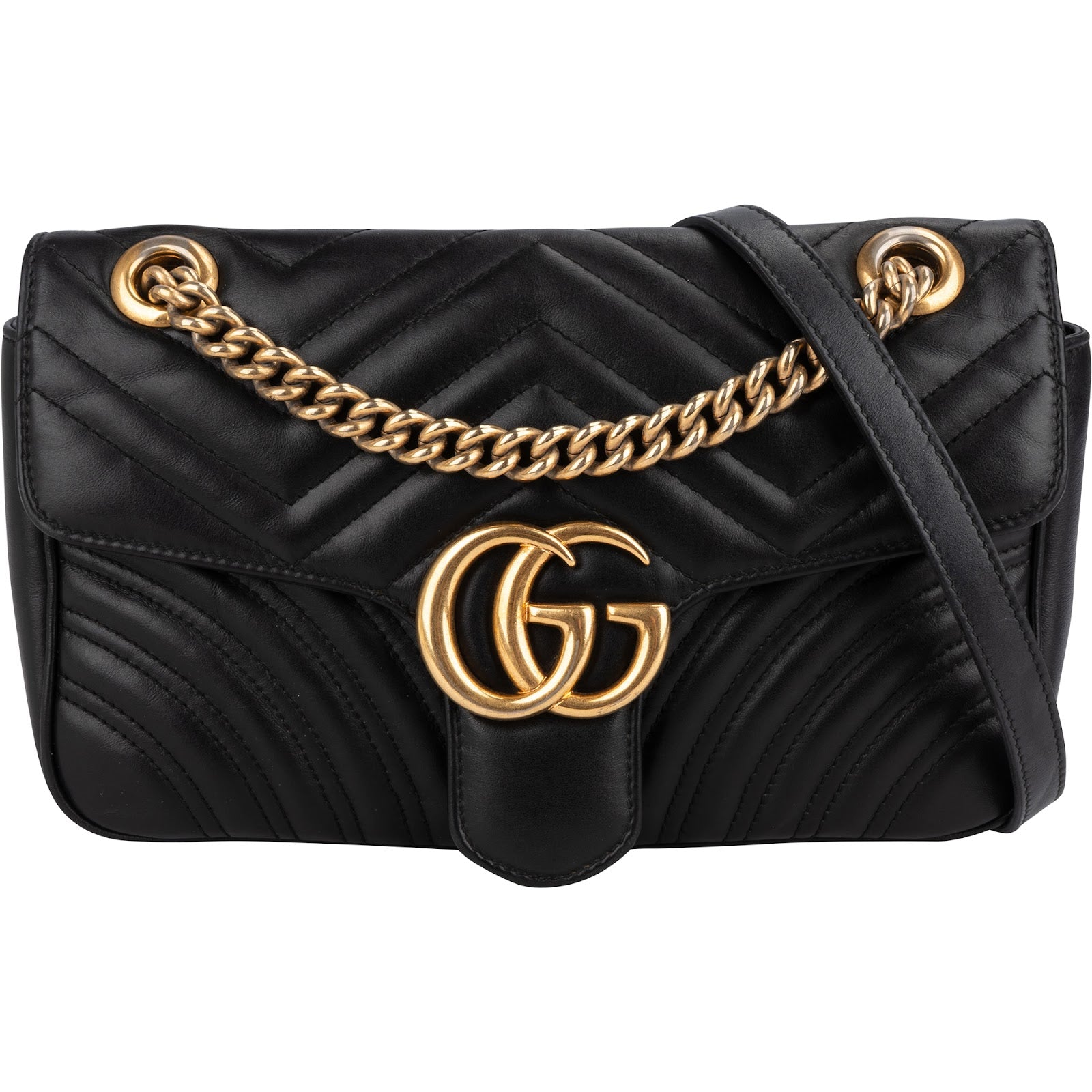 GUCCI Matelassé Leather GG Marmont Crossbody Bag