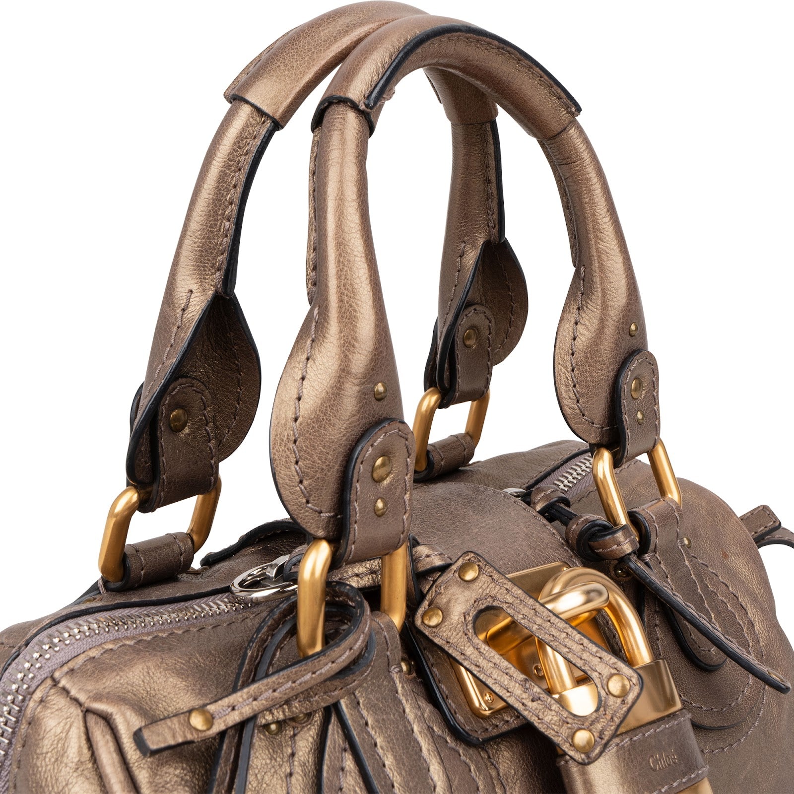Mini sac à main Paddington en cuir métallisé de Chloé