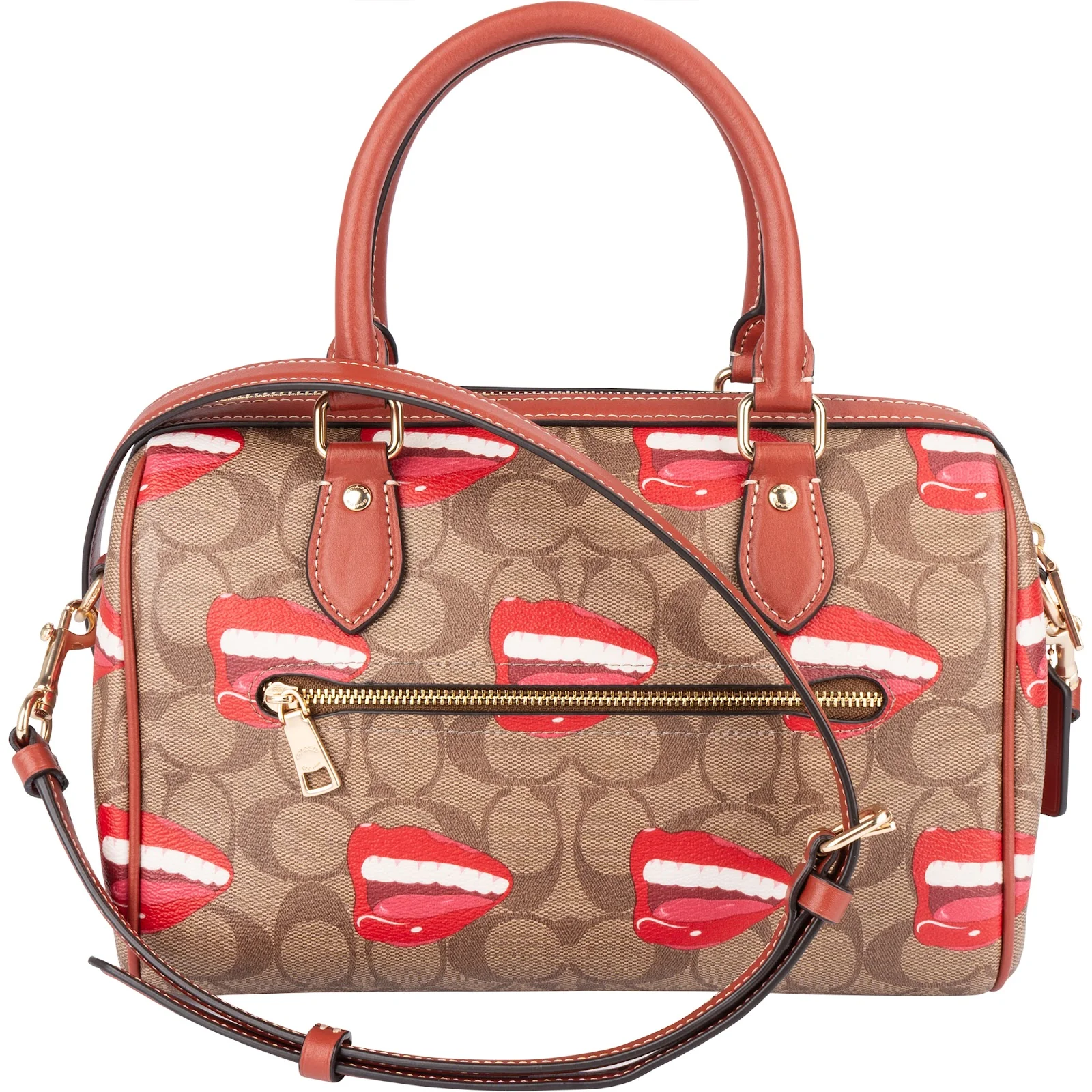 Coach Monogram Tom Wesselmann Lip Print Rowan Satchel Handbag