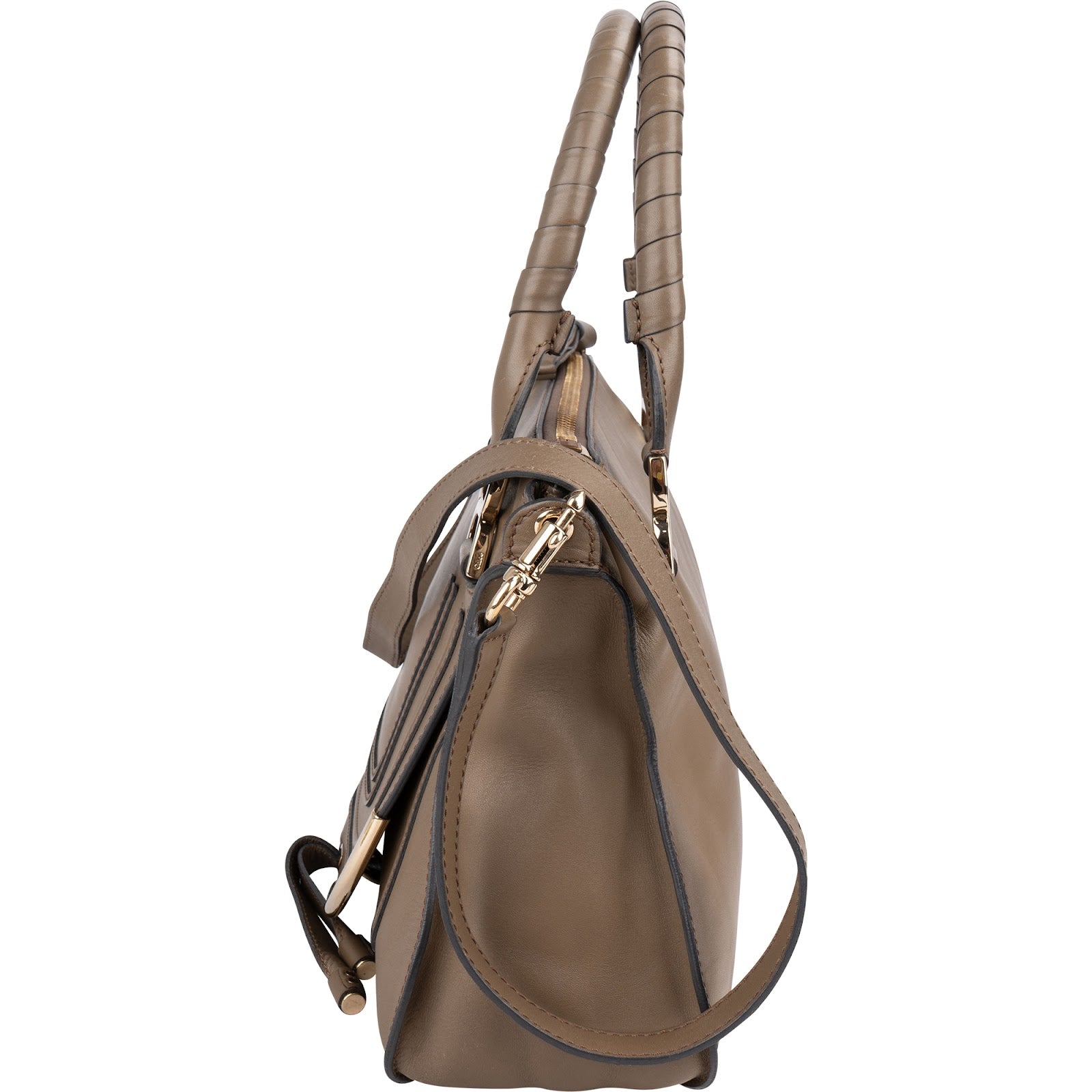 Chloé Taupe Calfskin Marcie Saddle Handbag