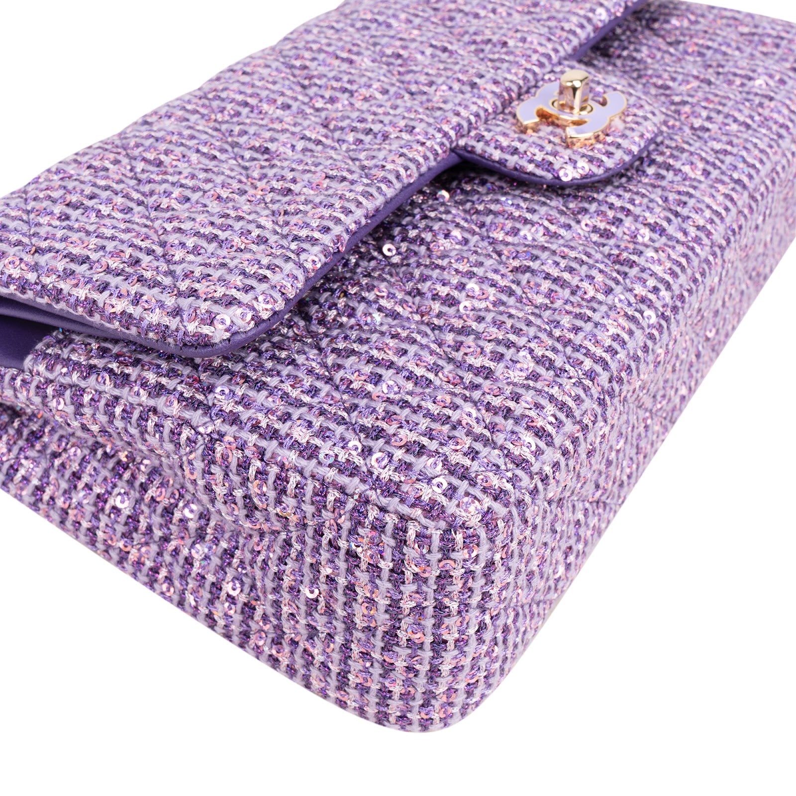Chanel Quilted Sequin Tweed Medium Double Flap Shoulder Bag