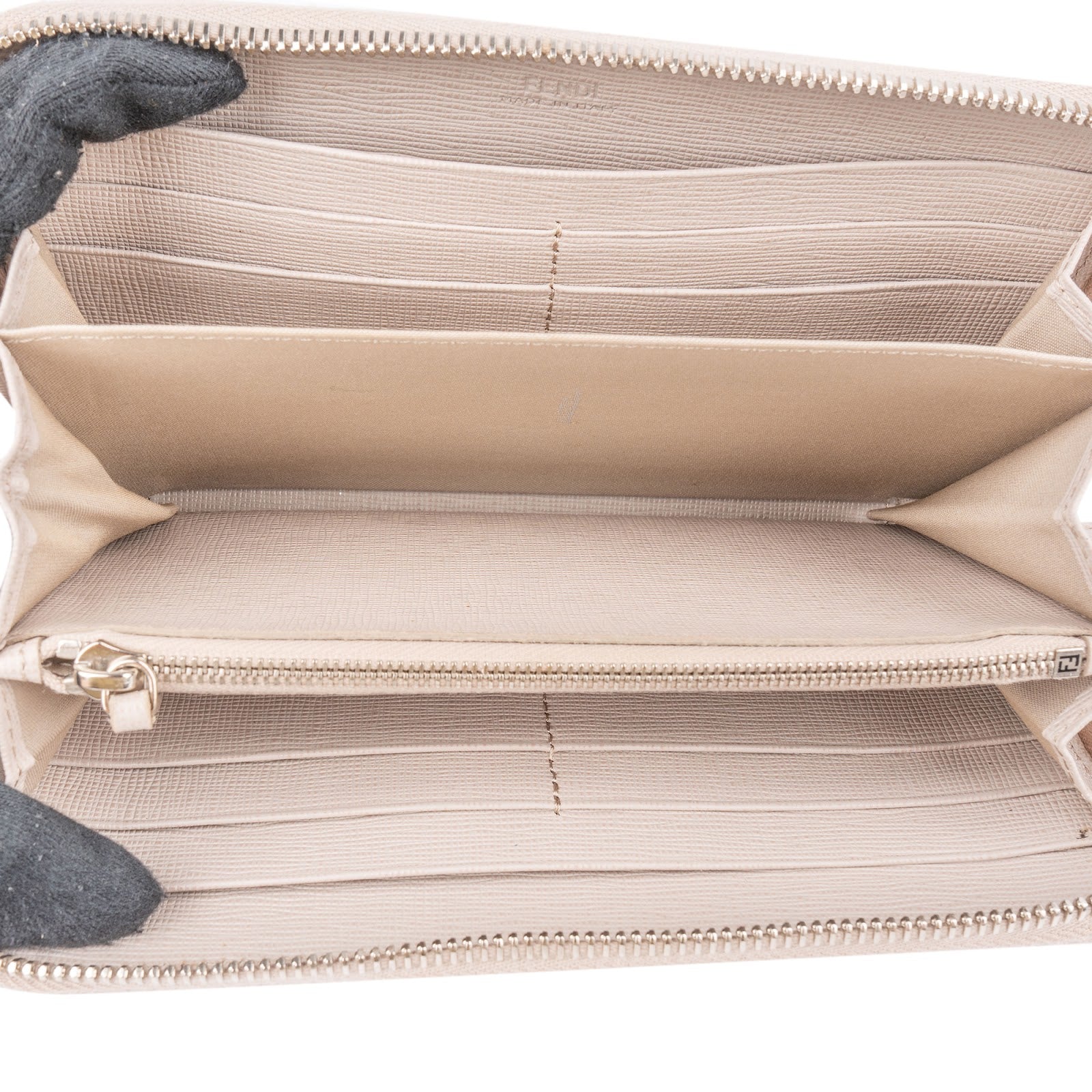 Fendi Leather Flowerland Zip-Around Wallet