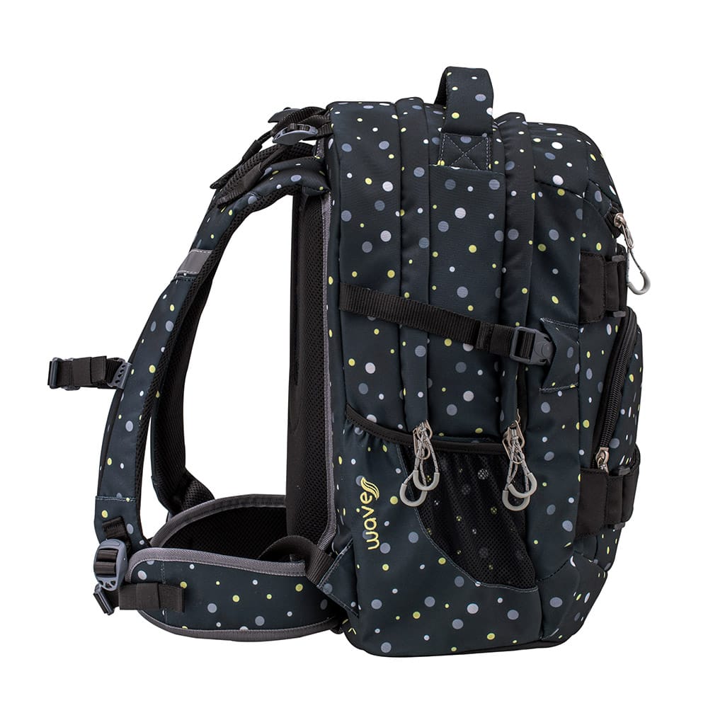 Infinity Rucksack Set 3-teilig - Black and Yellow Dots