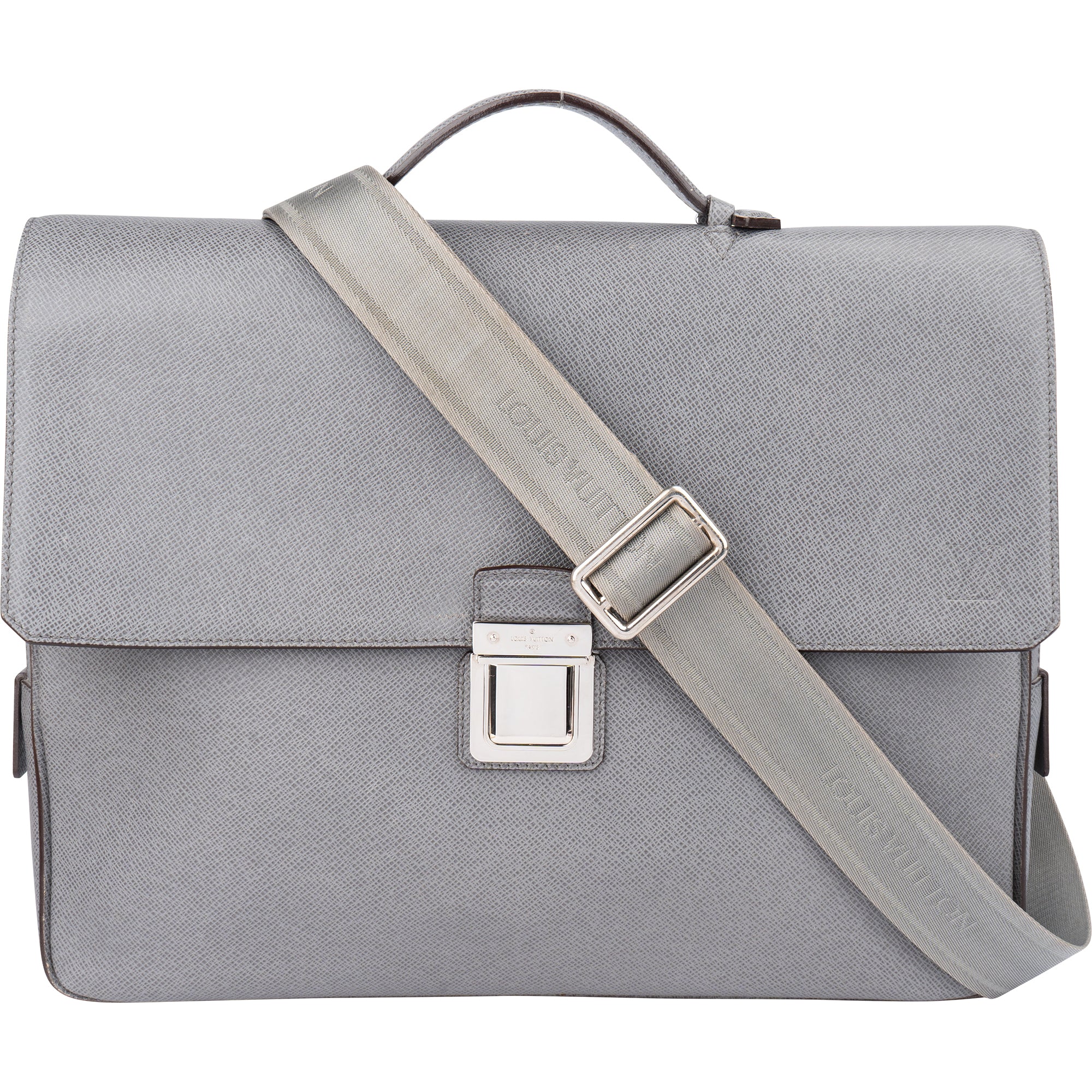 Louis Vuitton Gris Taiga Leather Vassili PM Business Handbag