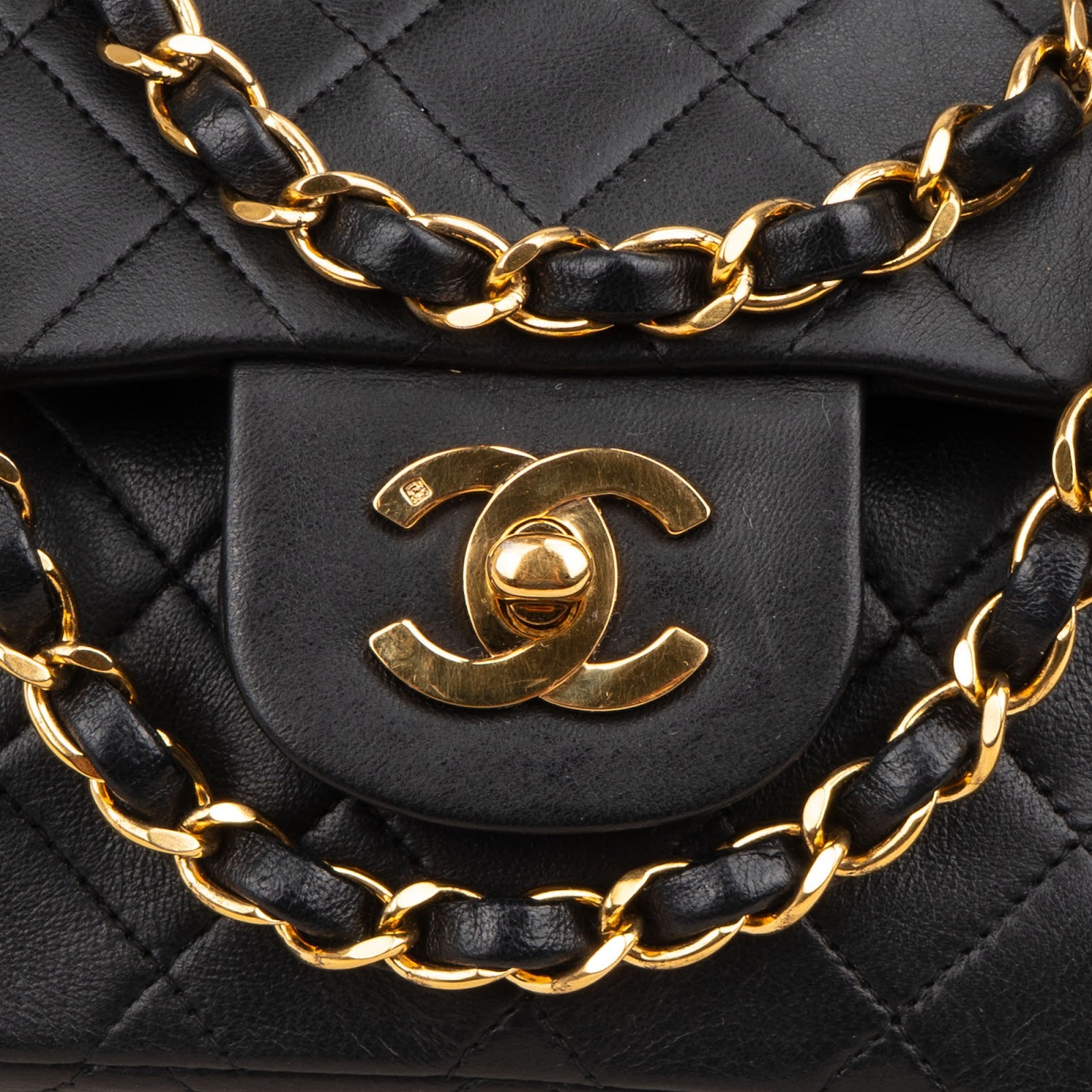 Chanel Quilted Lambskin Small 24K Gold Double Flap Shoulder Bag