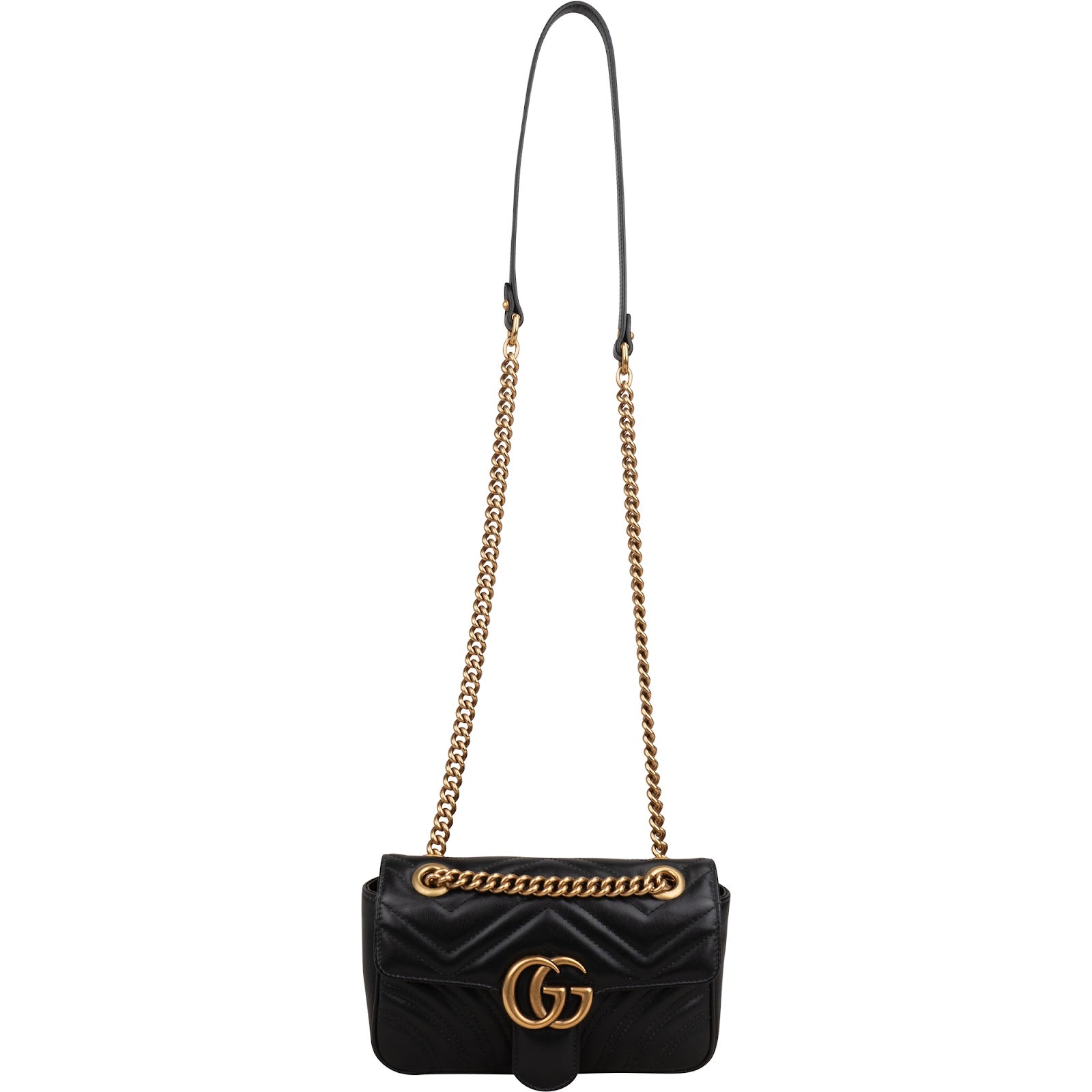 Gucci Chevron Matelassé Leather GG Marmont Small Shoulder Bag