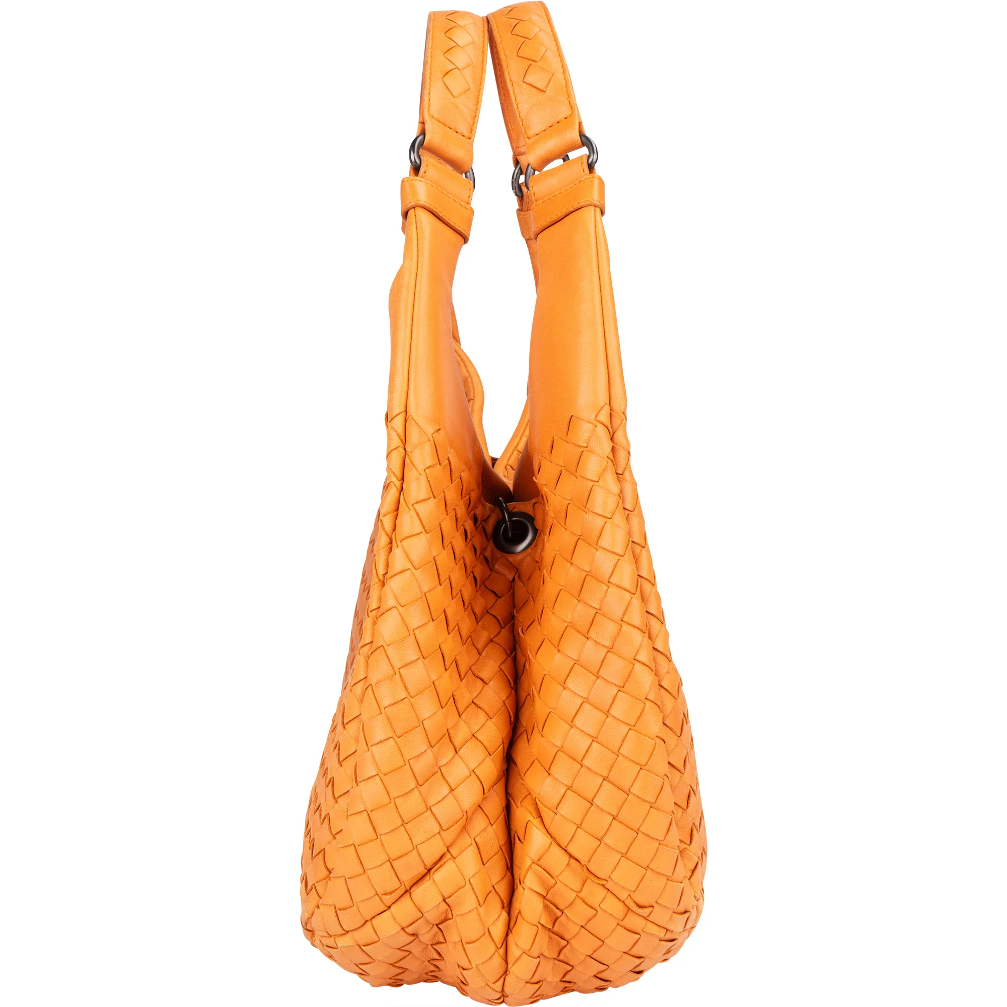 Bottega Veneta Orange Leather Intrecciato Handbag