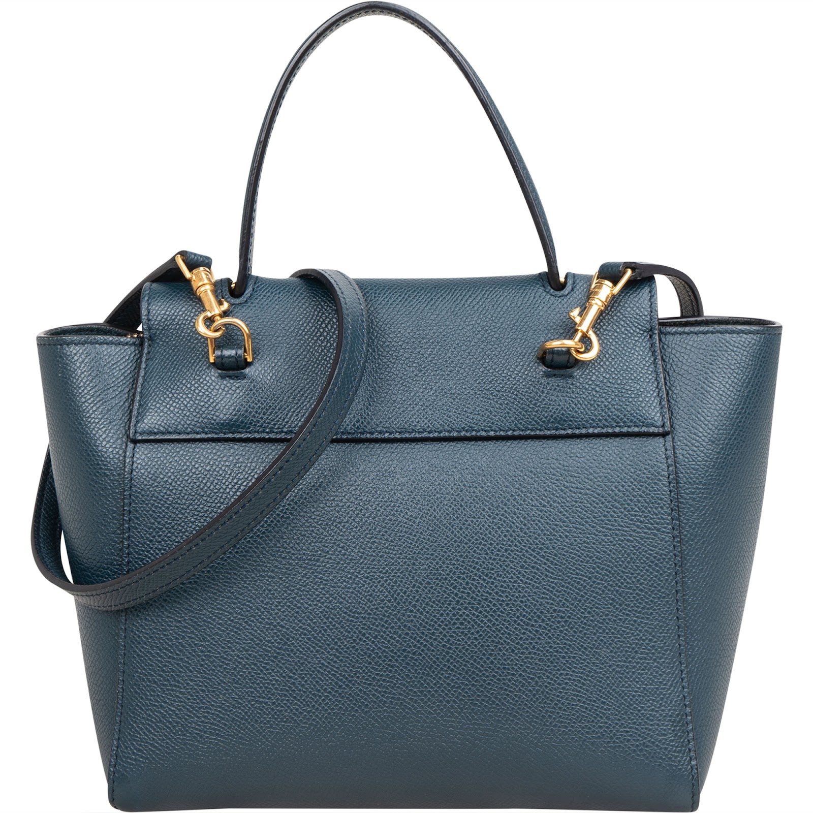 Celine Petrol Leather Grained Calfskin Belt Handbag