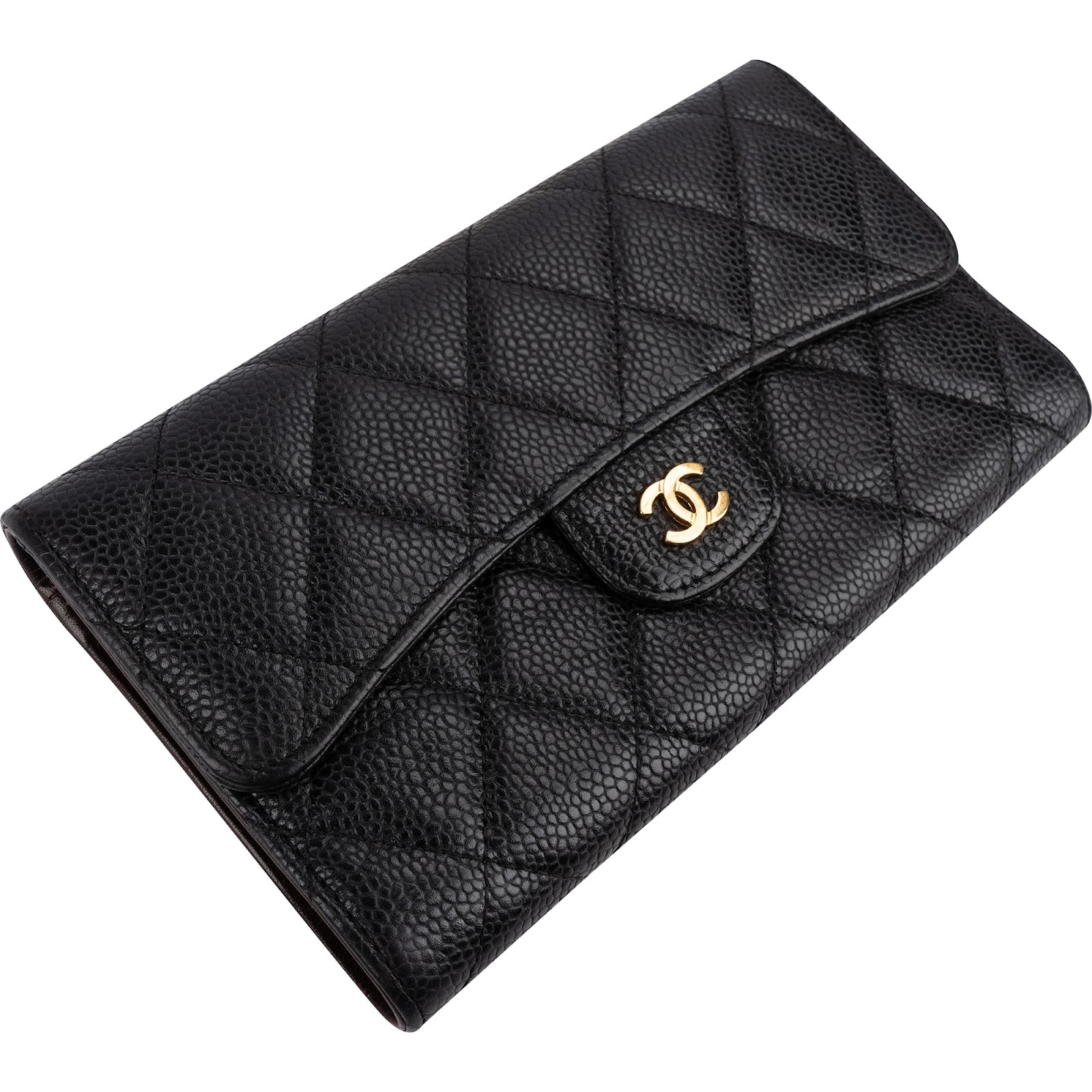 Chanel Quilted Caviar Leather Classic Flap CC Wallet